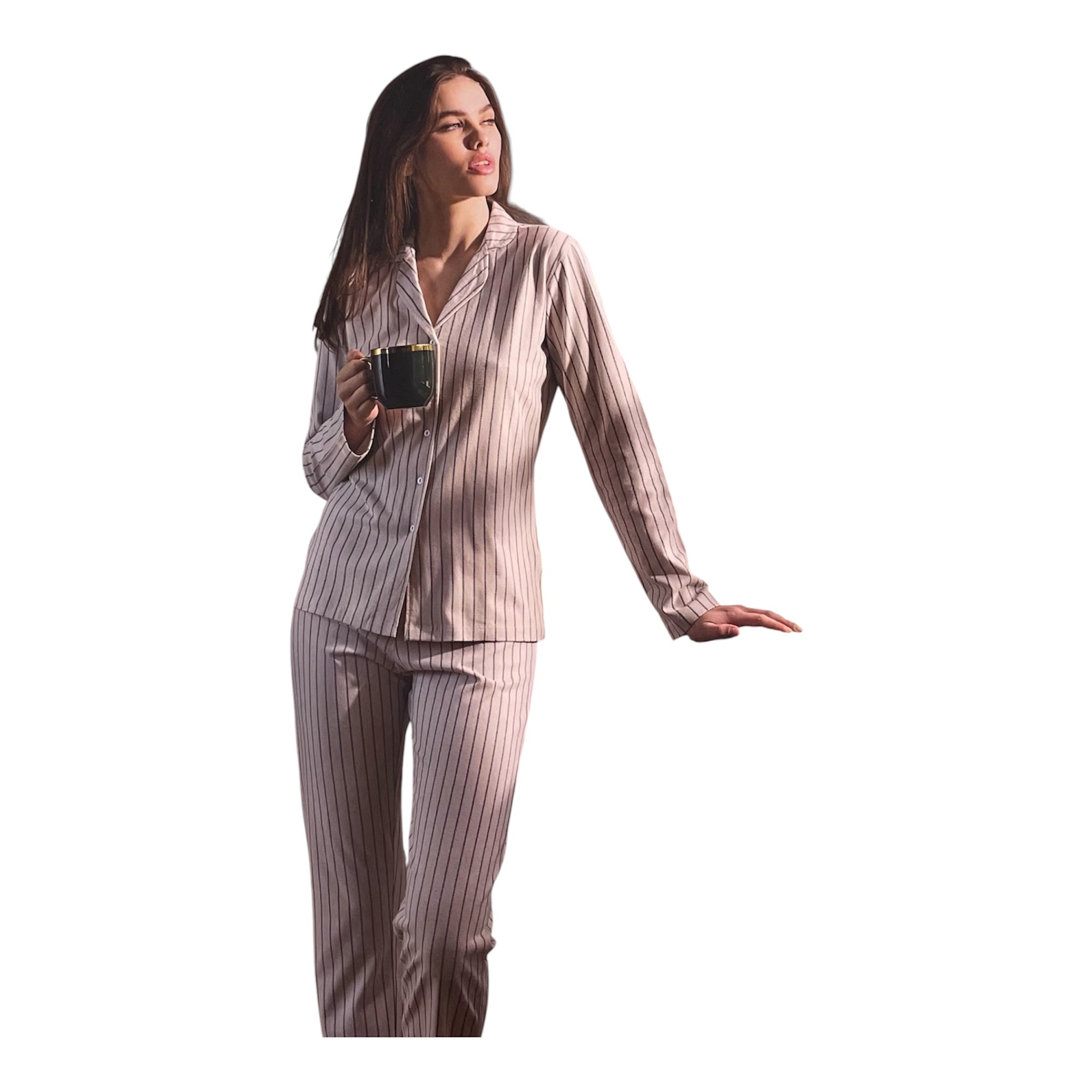 Pigiama Donna Lungo in Cotone Interlock Aperto Davanti Jadea Art.5264 - Boutique dell'Intimo e del Neonato