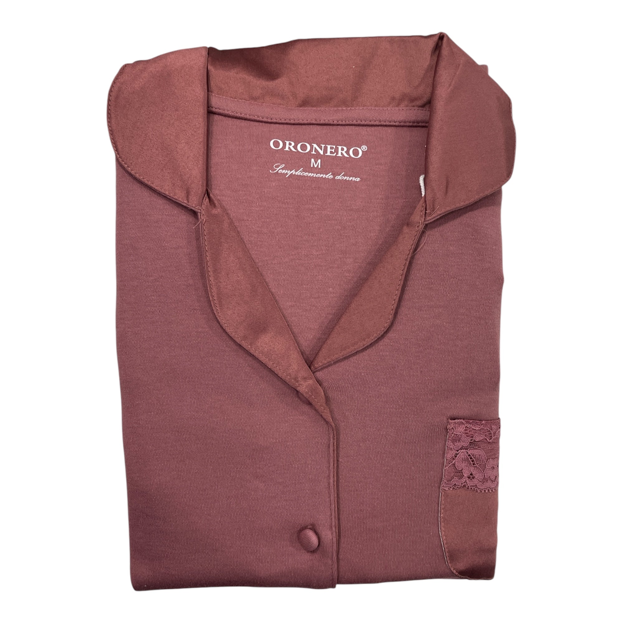 Pigiama Donna Lungo in Cotone Interlock Aperto Davanti Oronero Art.OD484 - Boutique dell'Intimo e del Neonato