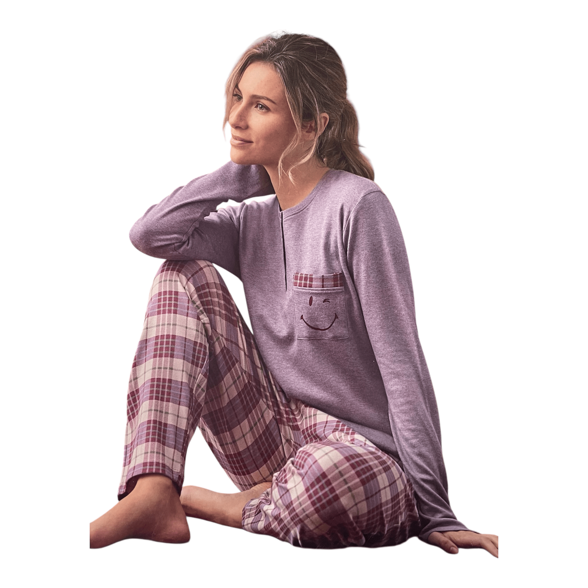 Pigiama Donna Lungo in Cotone Interlock Serafino Coveri Art.EP6245 - Boutique dell'Intimo e del Neonato