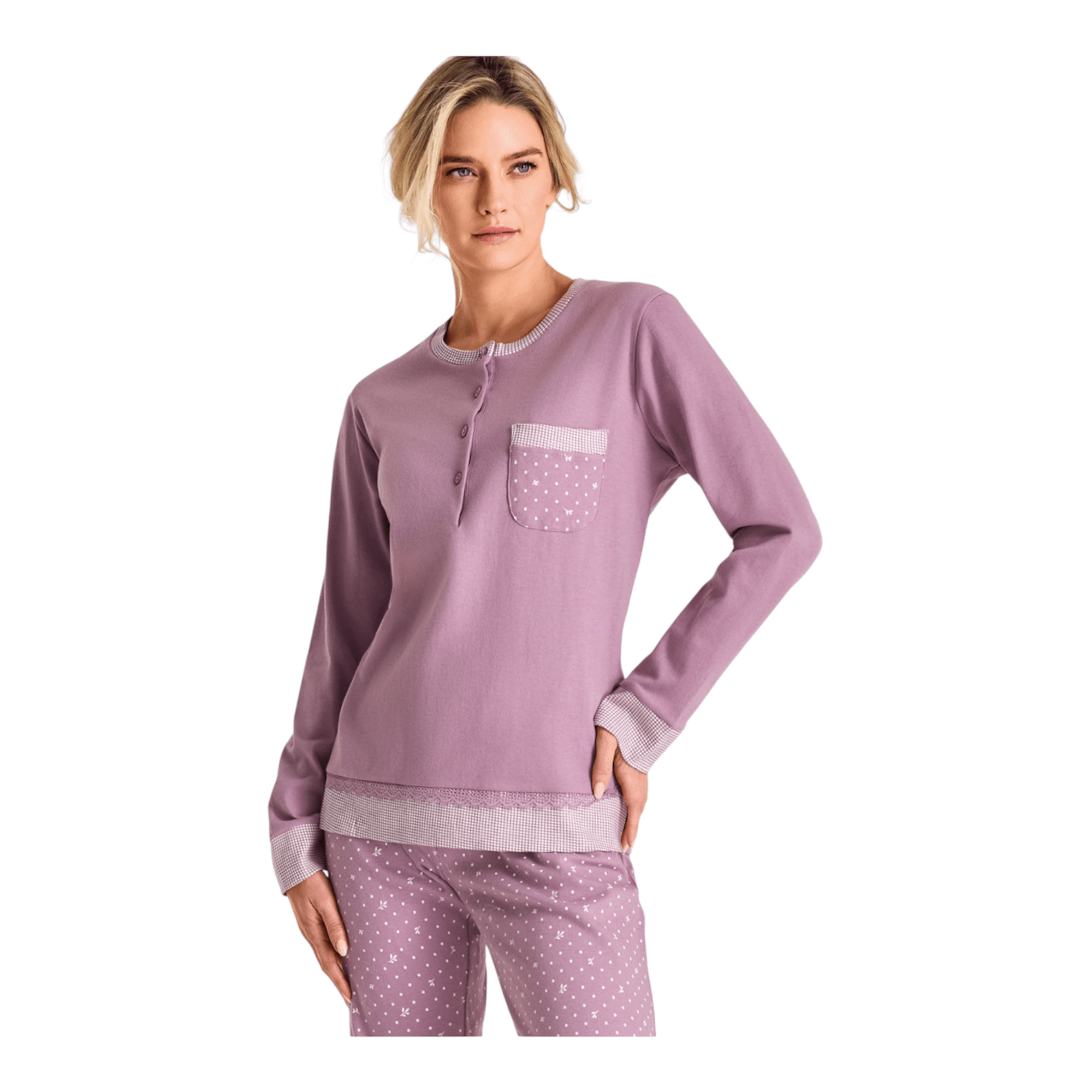 Pigiama Donna Lungo in Cotone Interlock Serafino Infiore Art.MA652996 - Boutique dell'Intimo e del Neonato