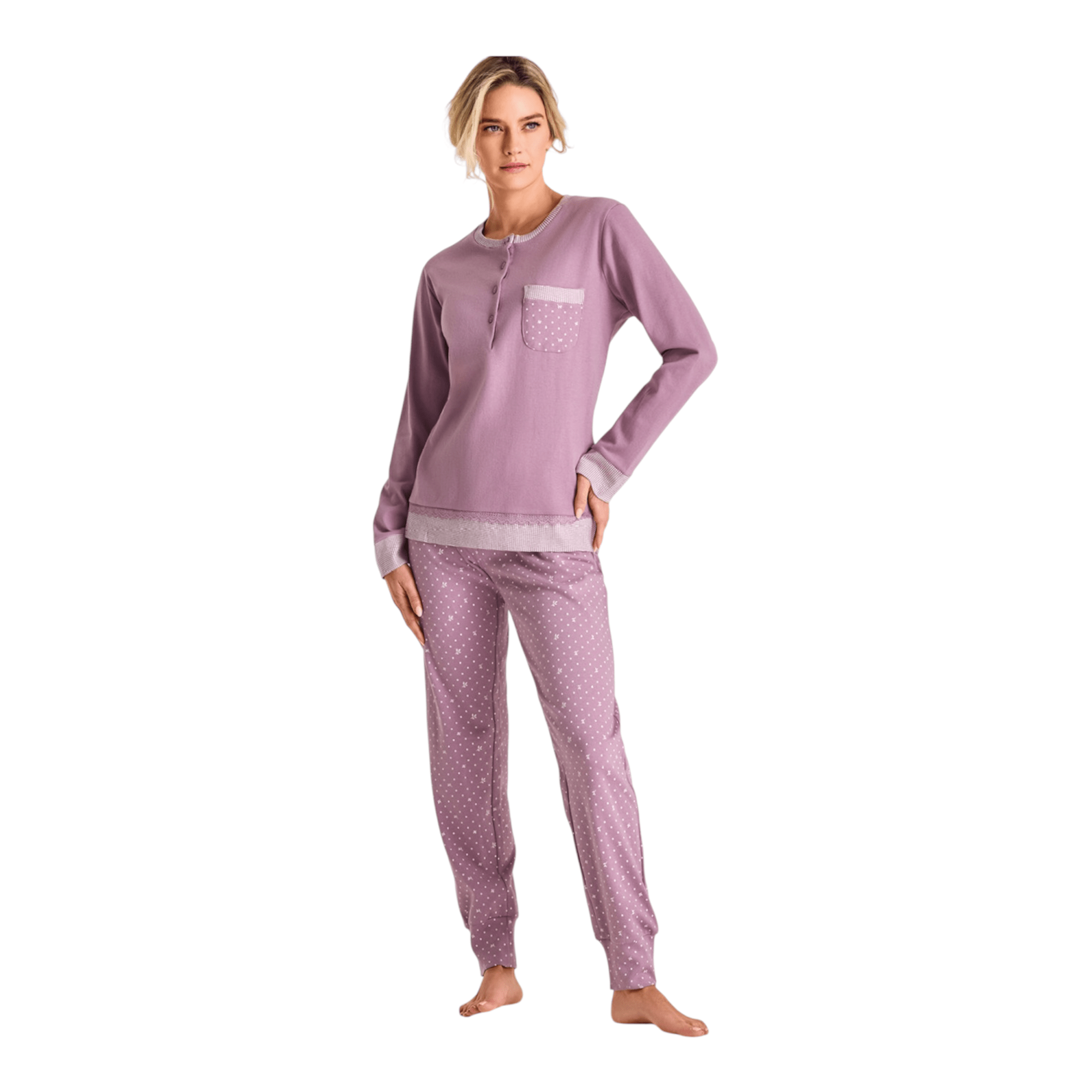 Pigiama Donna Lungo in Cotone Interlock Serafino Infiore Art.MA652996 - Boutique dell'Intimo e del Neonato
