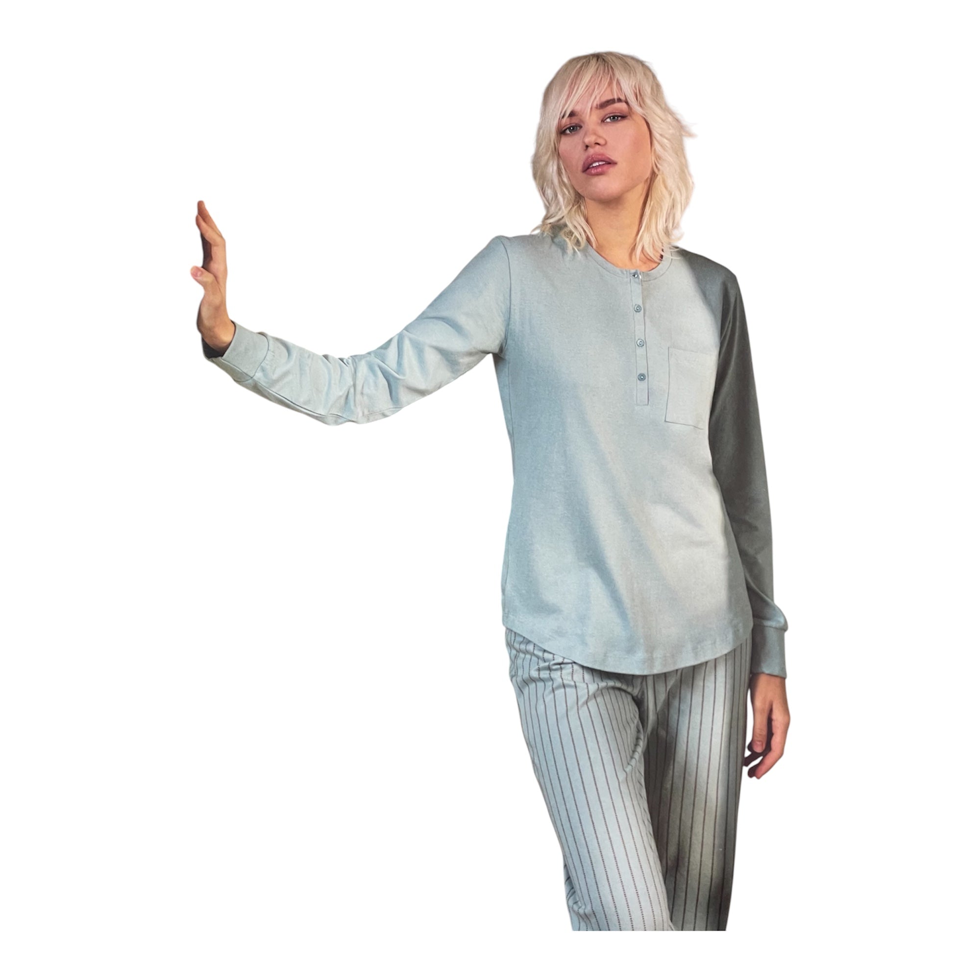 Pigiama Donna Lungo in Cotone Interlock Serafino Jadea Art.5235 - Boutique dell'Intimo e del Neonato