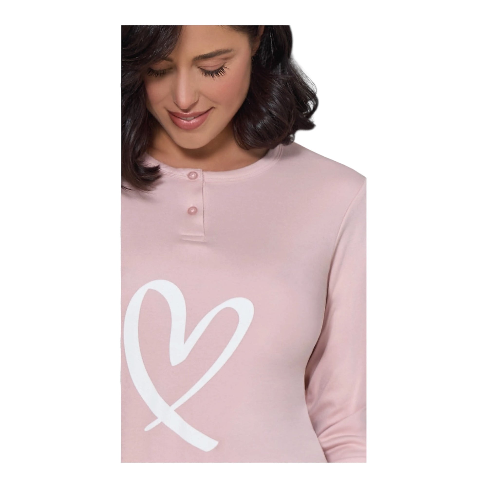 Pigiama Donna Lungo in Cotone Interlock Serafino Love and Bra Art.95099 - Boutique dell'Intimo e del Neonato