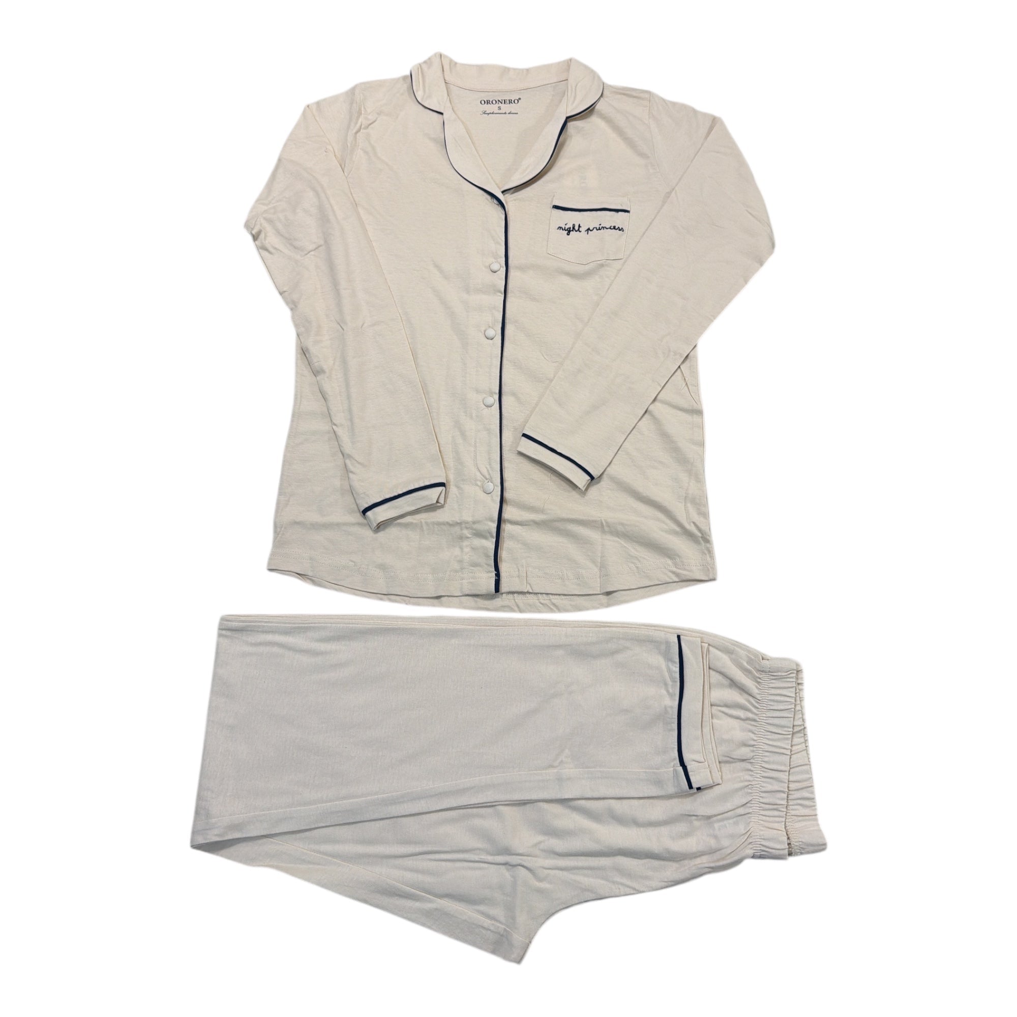 Pigiama Donna Lungo in Cotone Jersey Aperto Davanti Oronero Art.OD568 - Boutique dell'Intimo e del Neonato