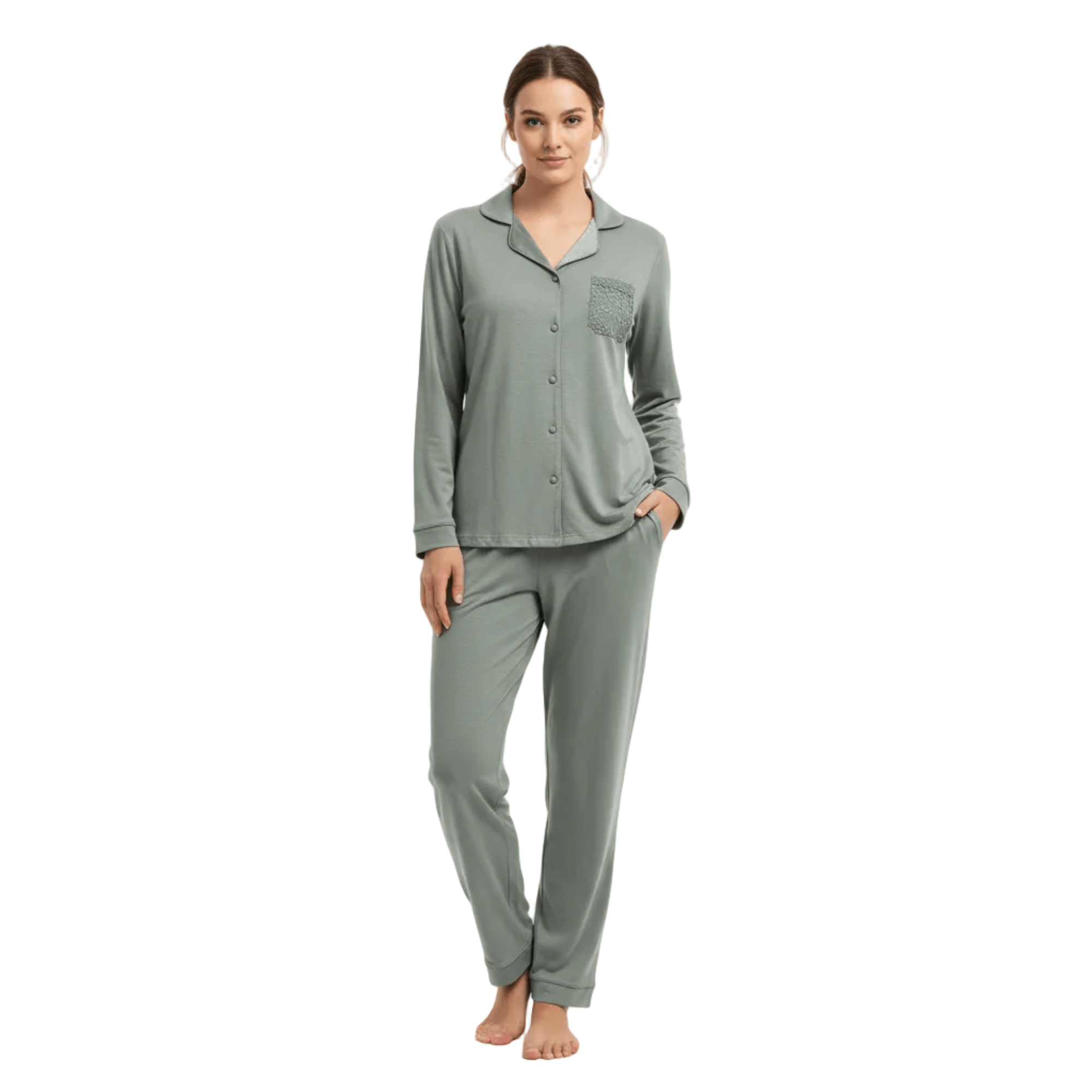 Pigiama Donna Lungo in Cotone Jersey Aperto Davanti Oronero Art.OD575 - Boutique dell'Intimo e del Neonato