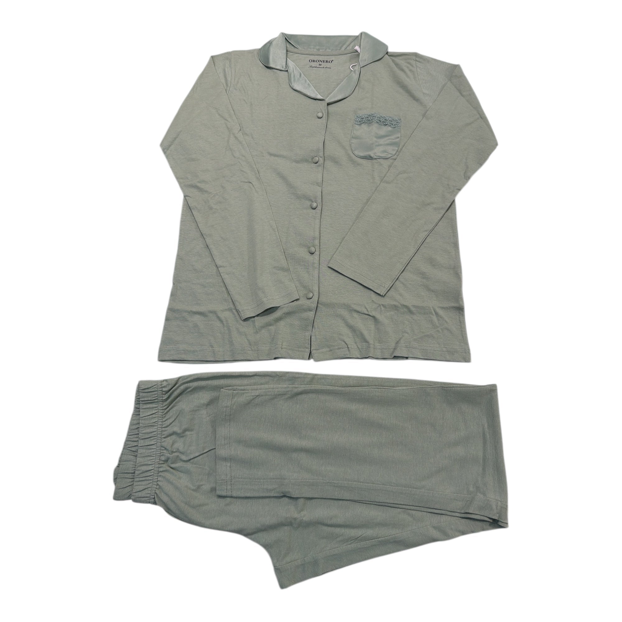 Pigiama Donna Lungo in Cotone Jersey Aperto Davanti Oronero Art.OD575 - Boutique dell'Intimo e del Neonato