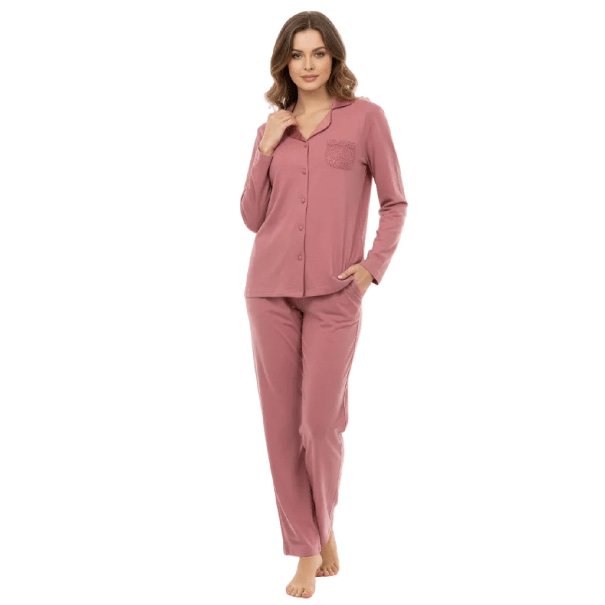 Pigiama Donna Lungo in Cotone Jersey Aperto Davanti Oronero Art.OD575 - Boutique dell'Intimo e del Neonato