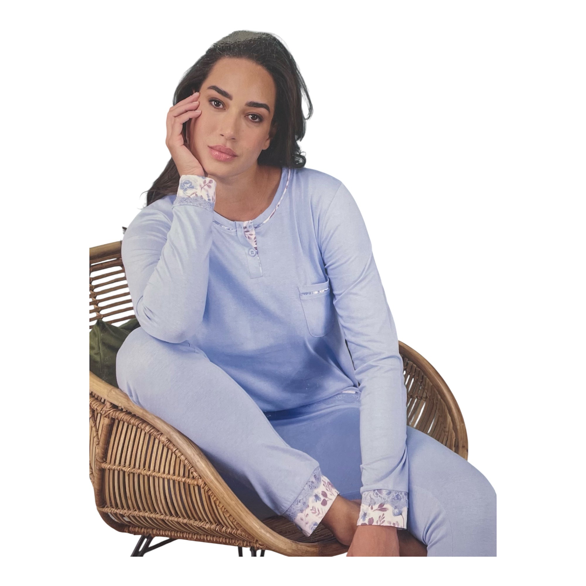 Pigiama Donna Lungo in Cotone Jersey Oronero Art.OD388 - Boutique dell'Intimo e del Neonato