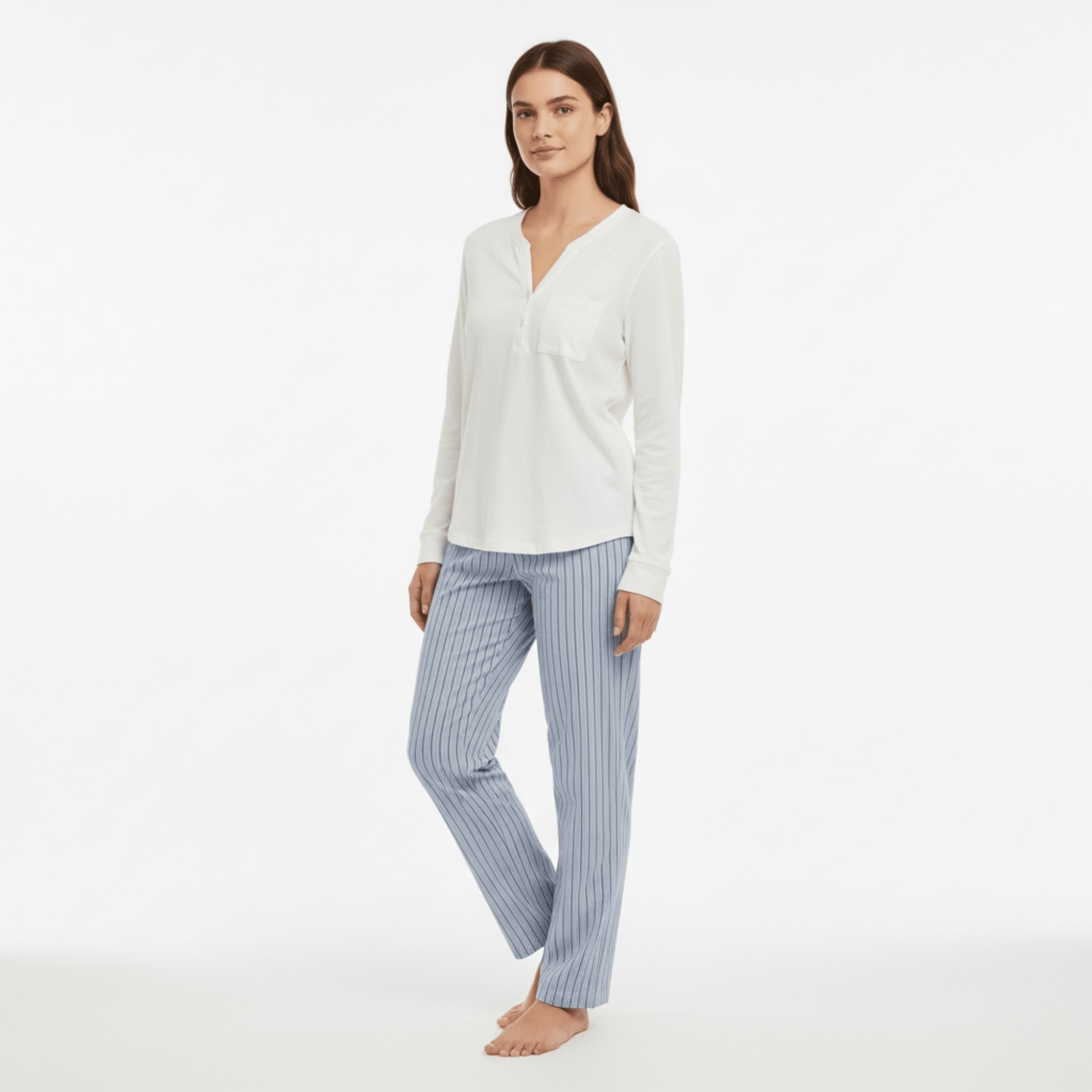 Pigiama Donna Lungo in Cotone Jersey Scollo V Serafino Jadea Art.3308 - Boutique dell'Intimo e del Neonato