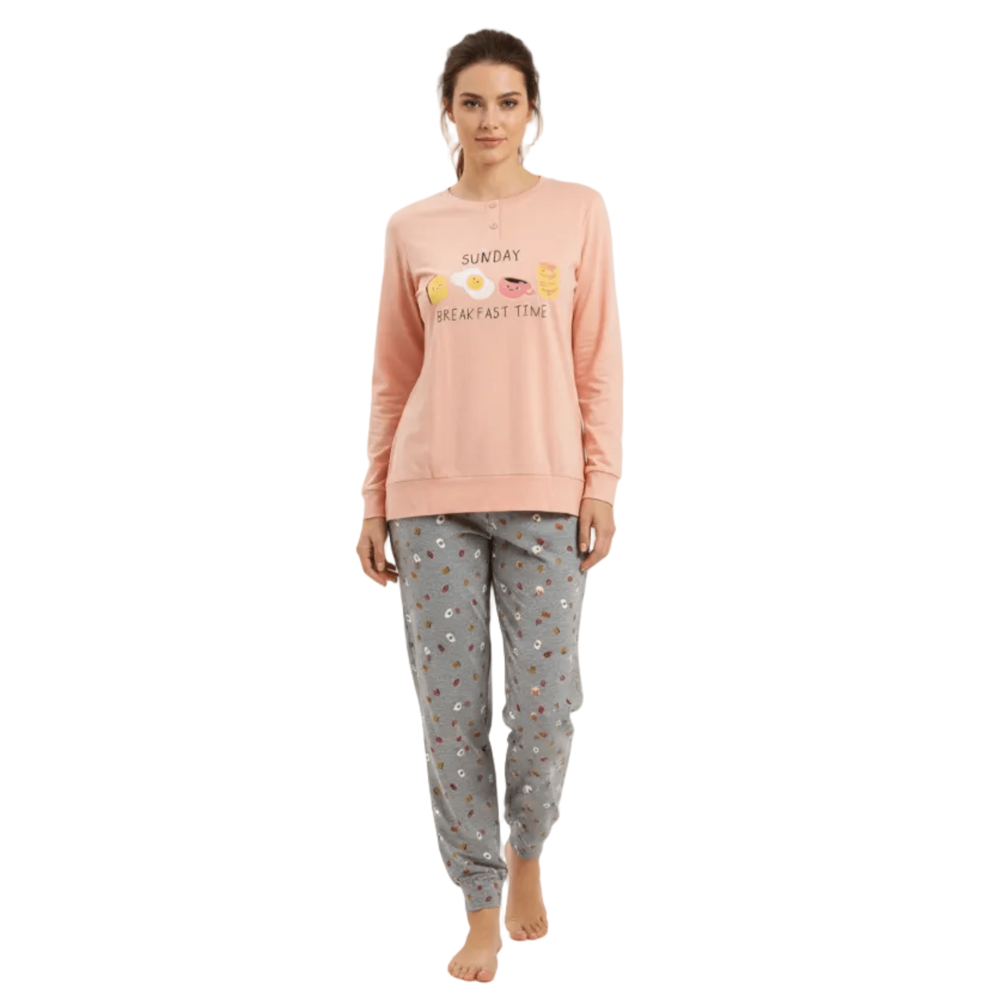 Pigiama Donna Lungo in Cotone Jersey Sefino Oronero Art.OD561 - Boutique dell'Intimo e del Neonato