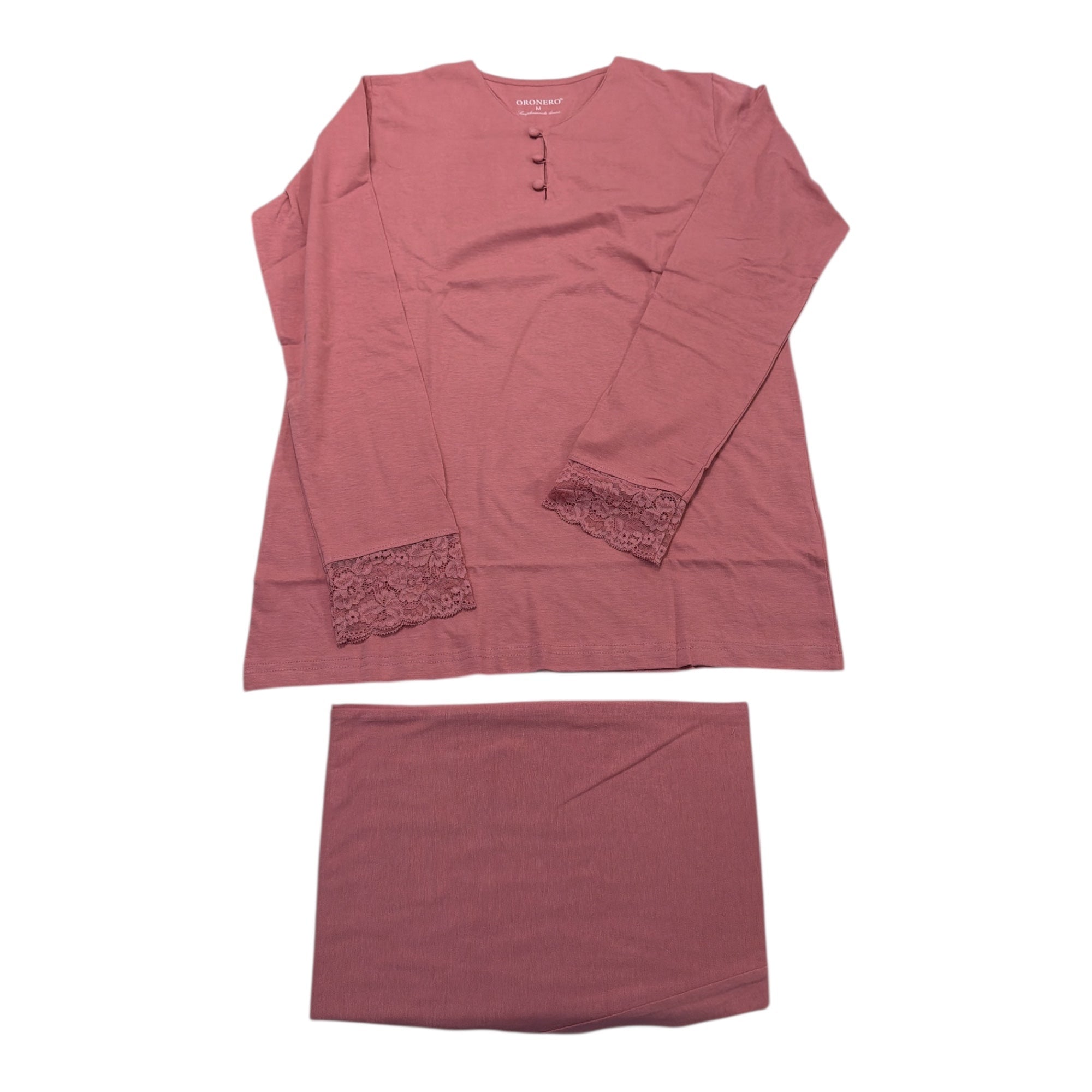 Pigiama Donna Lungo in Cotone Jersey Sefino Scollo V Oronero Art.OD567 - Boutique dell'Intimo e del Neonato