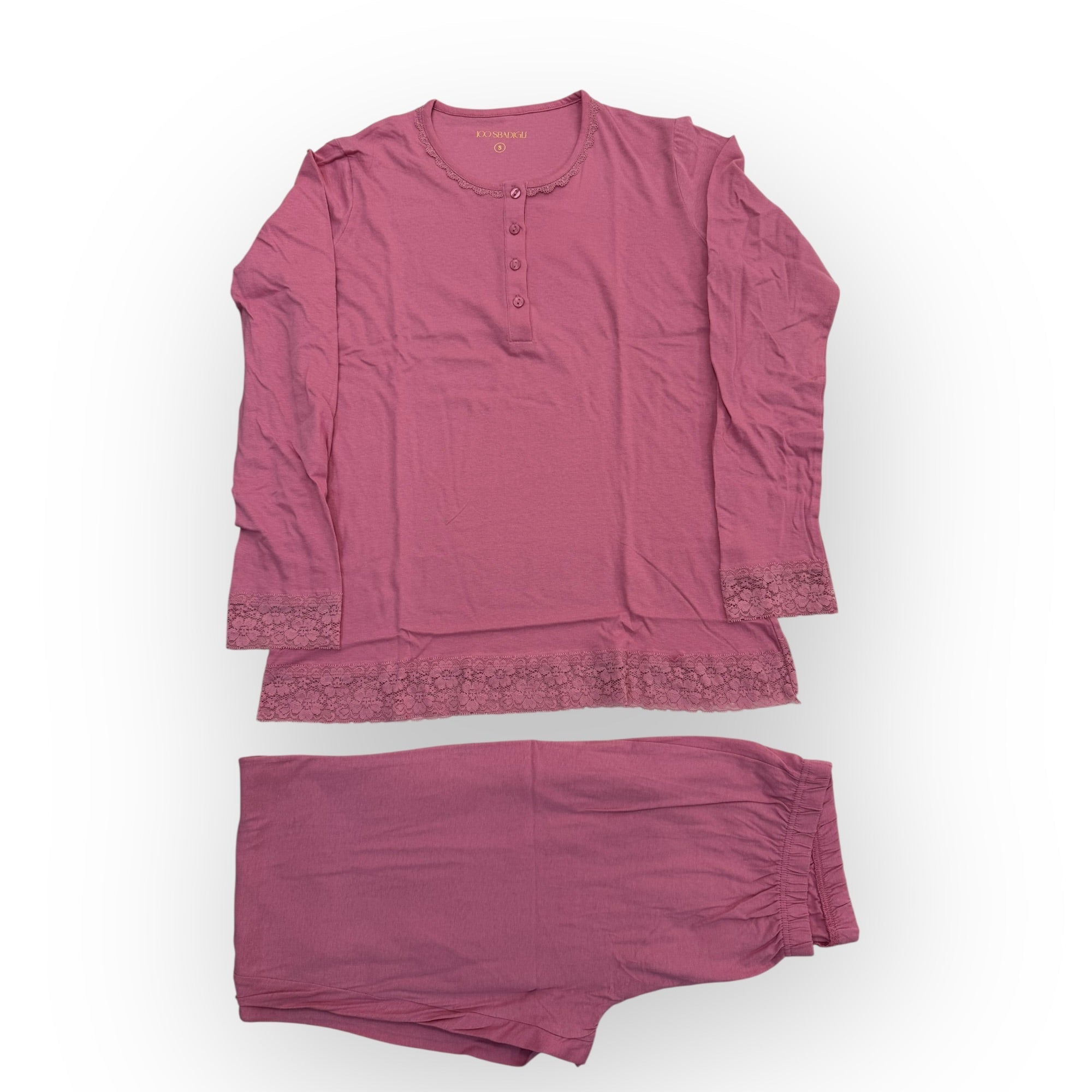 Pigiama Donna Lungo in Cotone Jersey Serafino 100Sbadigli Art.DL - 313 - Boutique dell'Intimo e del Neonato