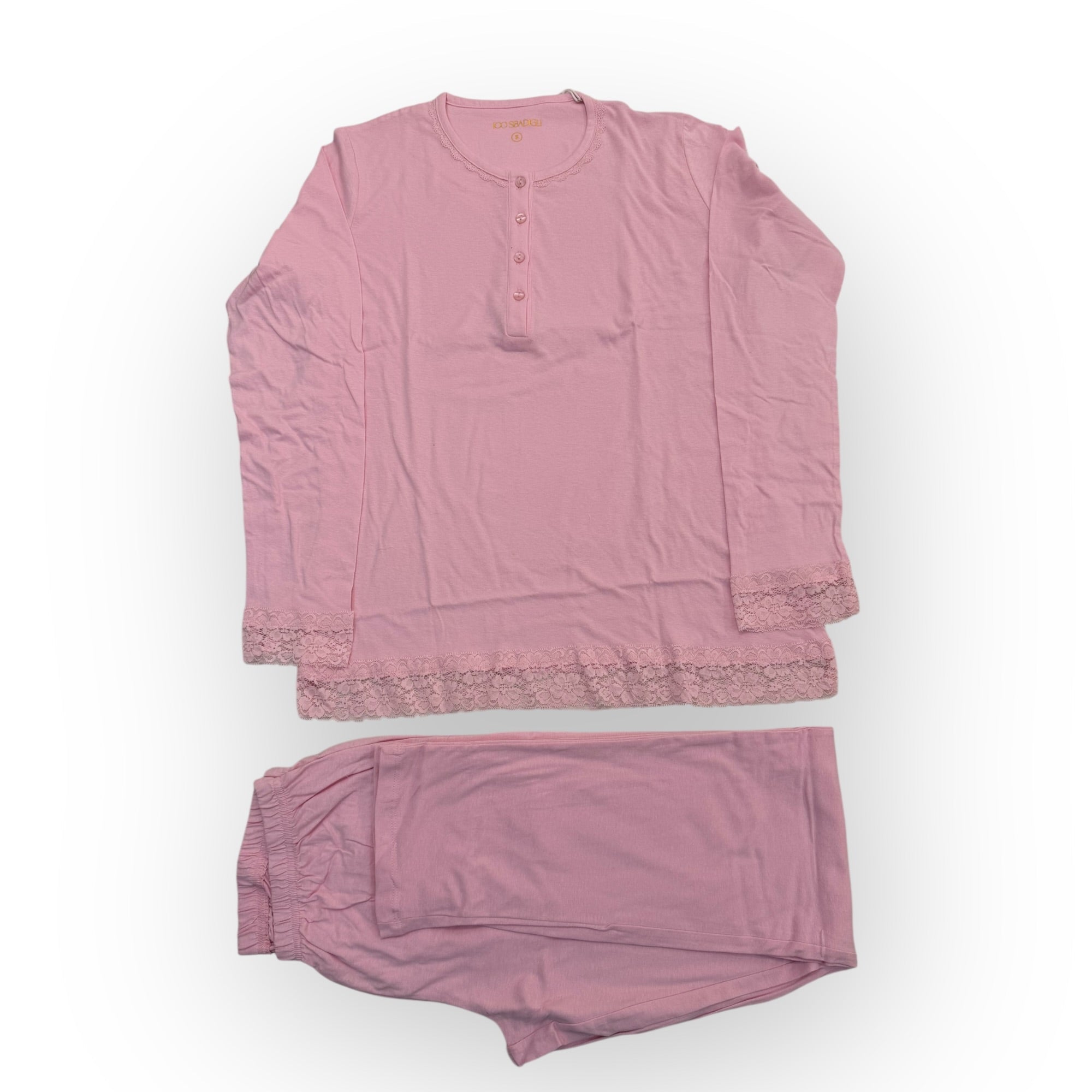 Pigiama Donna Lungo in Cotone Jersey Serafino 100Sbadigli Art.DL - 313 - Boutique dell'Intimo e del Neonato