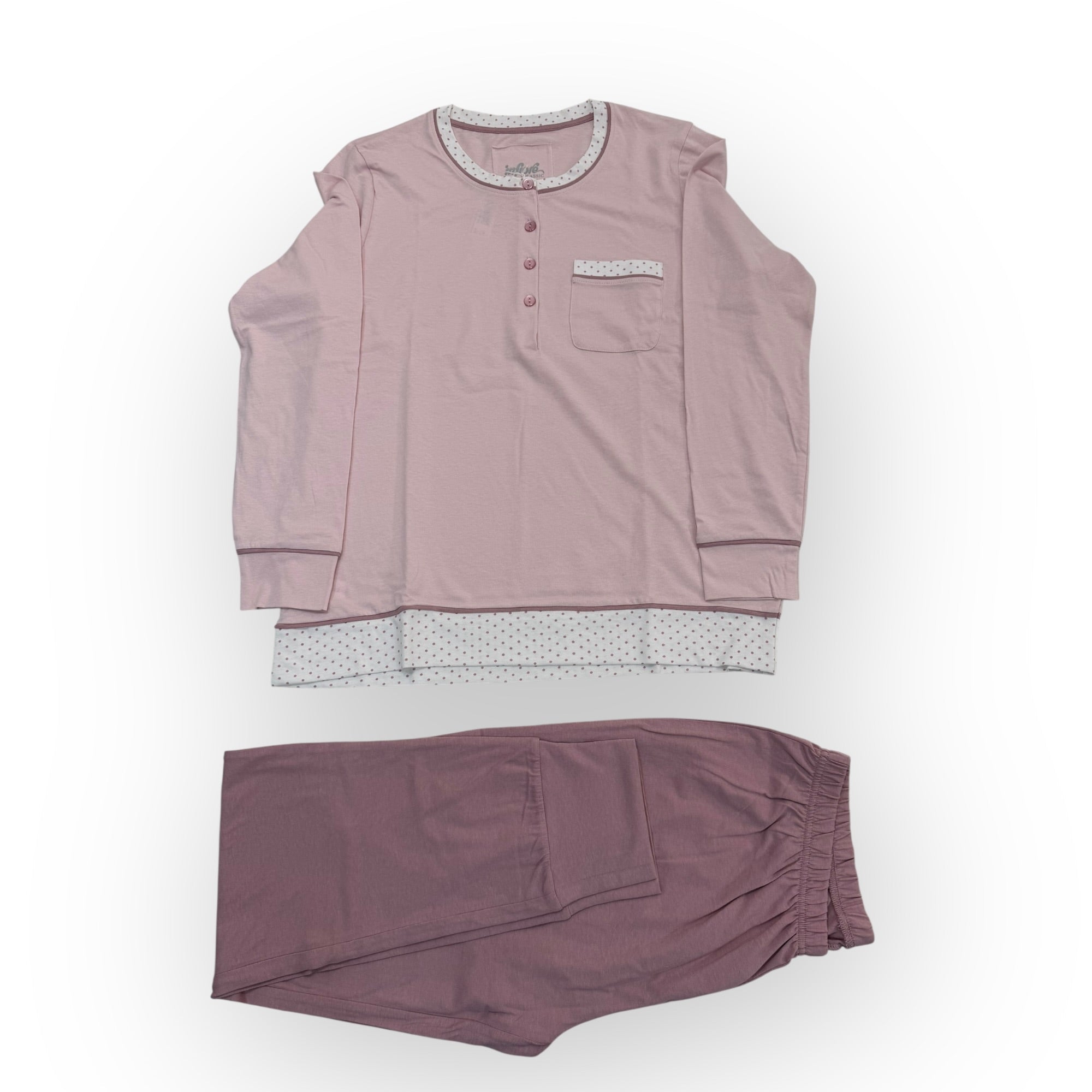 Pigiama Donna Lungo in Cotone Jersey Serafino Infiore Art.1646 - Boutique dell'Intimo e del Neonato