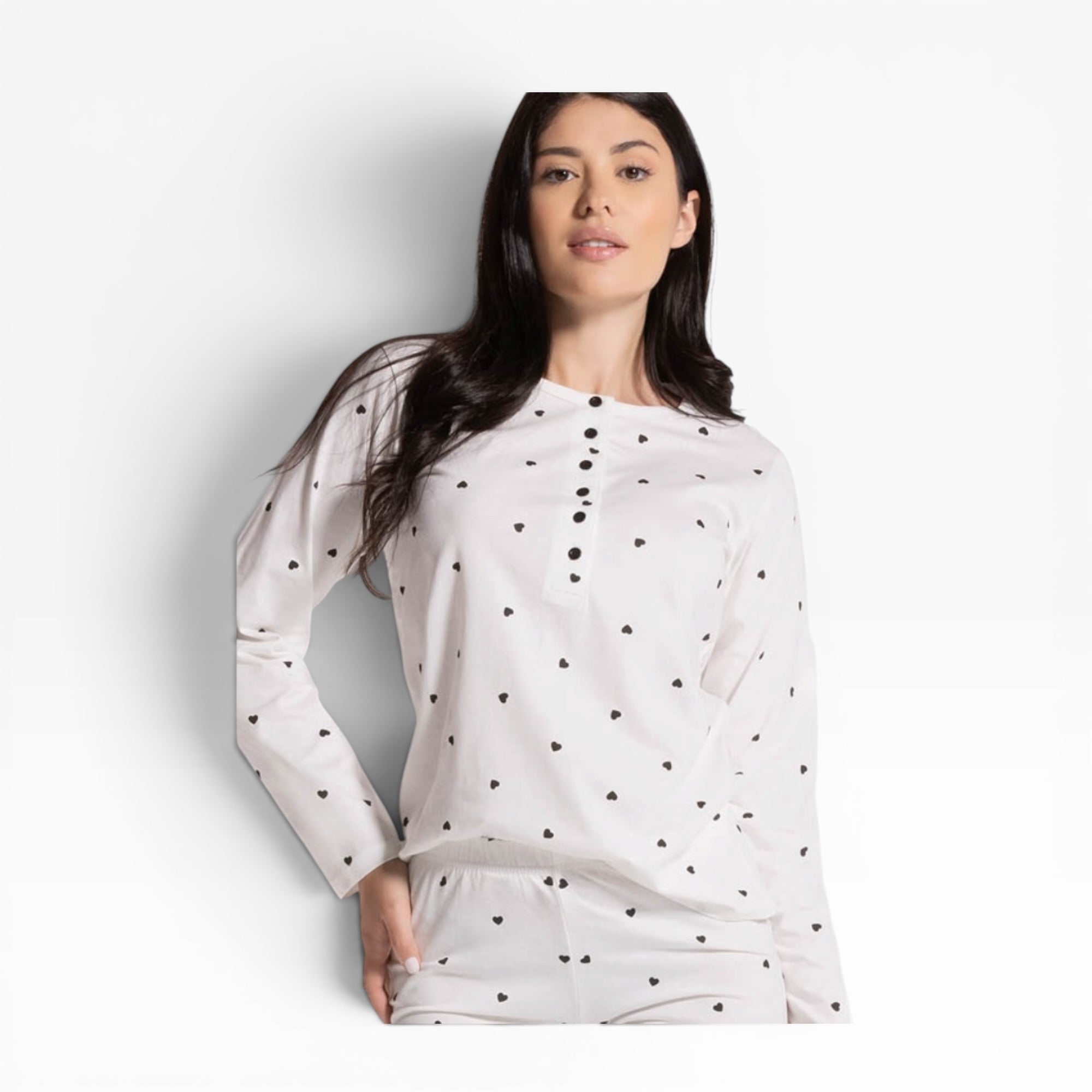 Pigiama Donna Lungo in Cotone Jersey Serafino Love and Bra Art.103299 - Boutique dell'Intimo e del Neonato