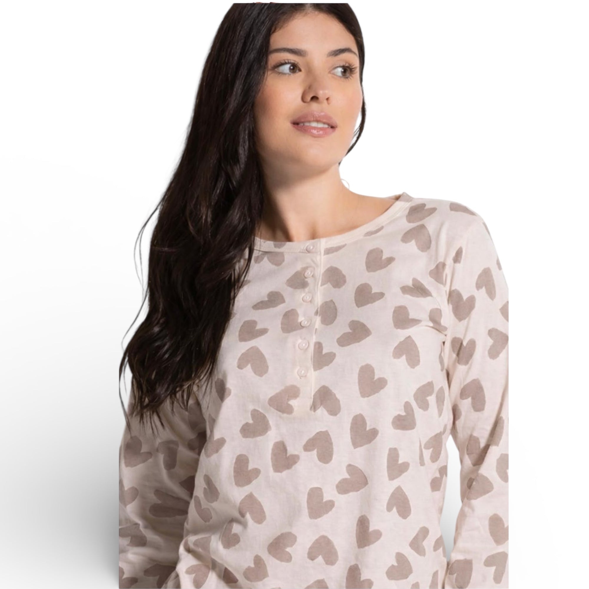 Pigiama Donna Lungo in Cotone Jersey Serafino Love and Bra Art.105099 - Boutique dell'Intimo e del Neonato