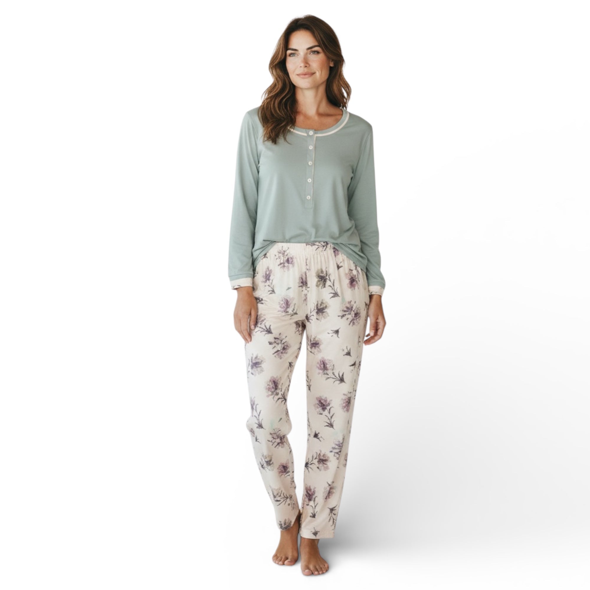 Pigiama Donna Lungo in Cotone Jersey Serafino Nottingham Art.NPB031 - Boutique dell'Intimo e del Neonato