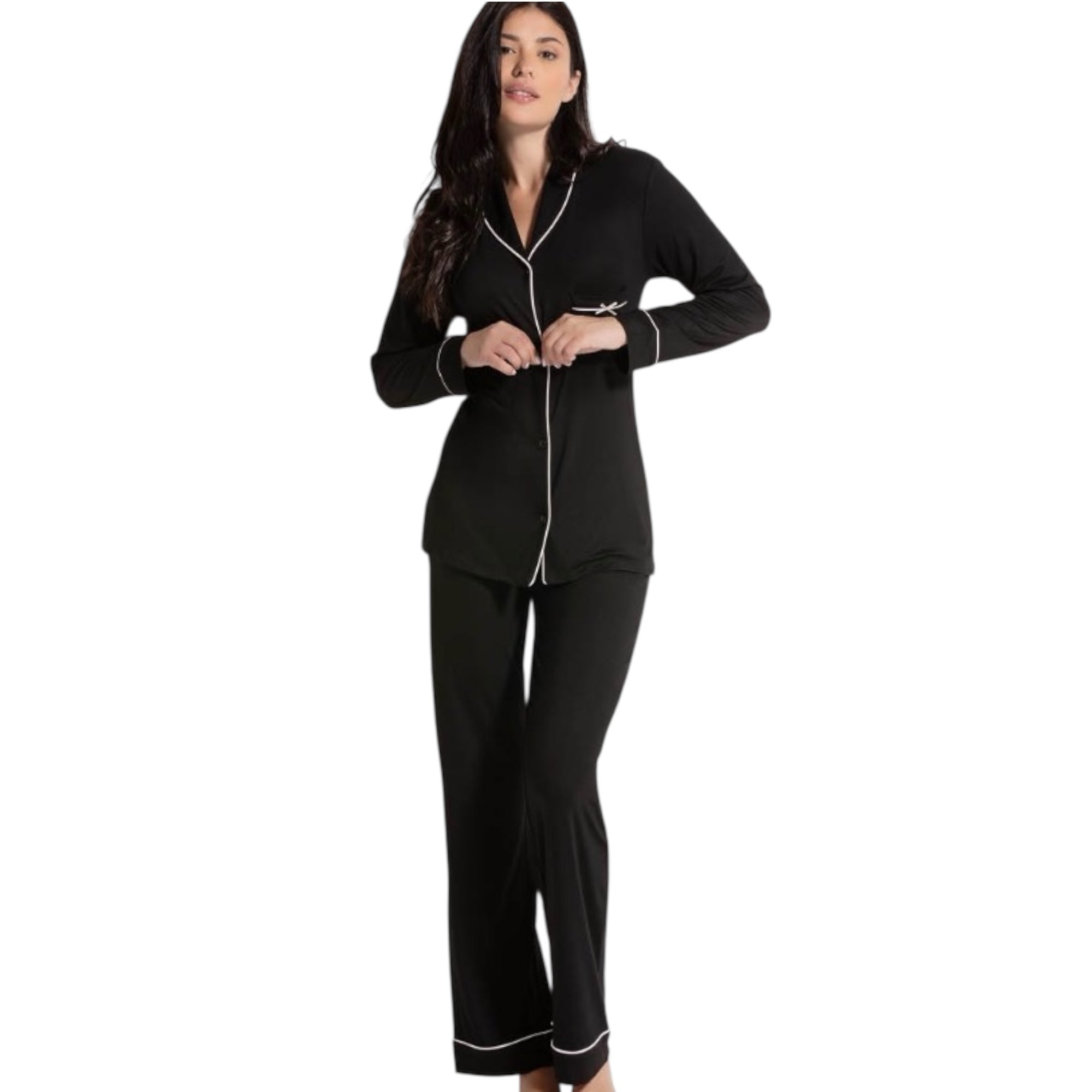 Pigiama Donna Lungo in Modal Aperto Davanti Love and Bra Art.107599 - Boutique dell'Intimo e del Neonato