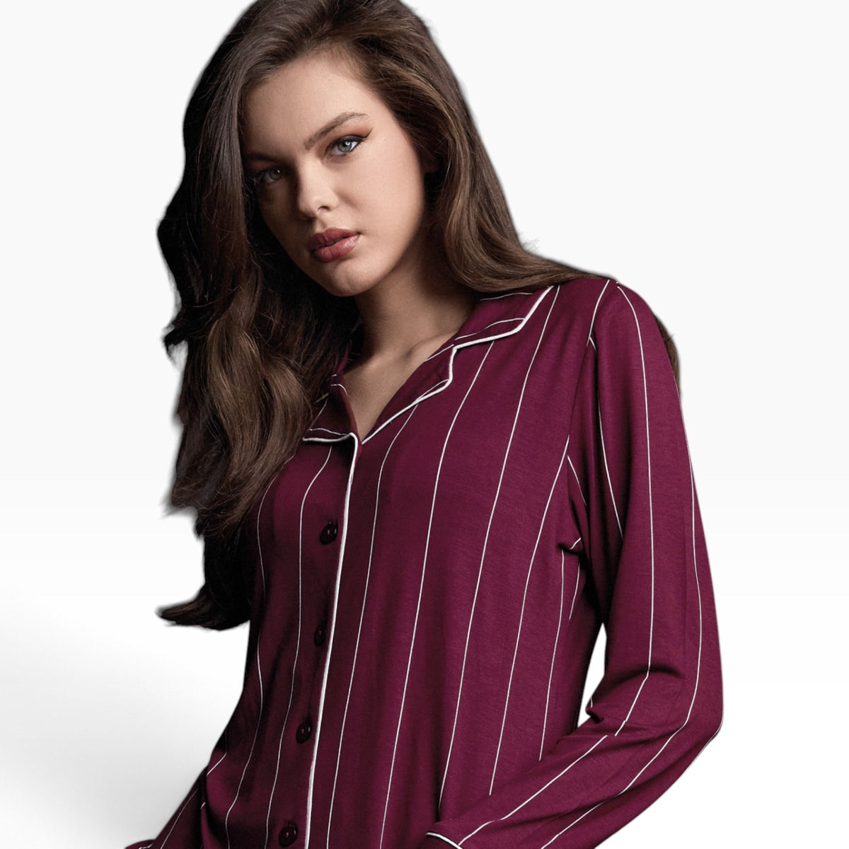 Pigiama Donna Lungo in Viscosa Pesante Aperto Davanti Gessato Lormar Art.654395 - Boutique dell'Intimo e del Neonato