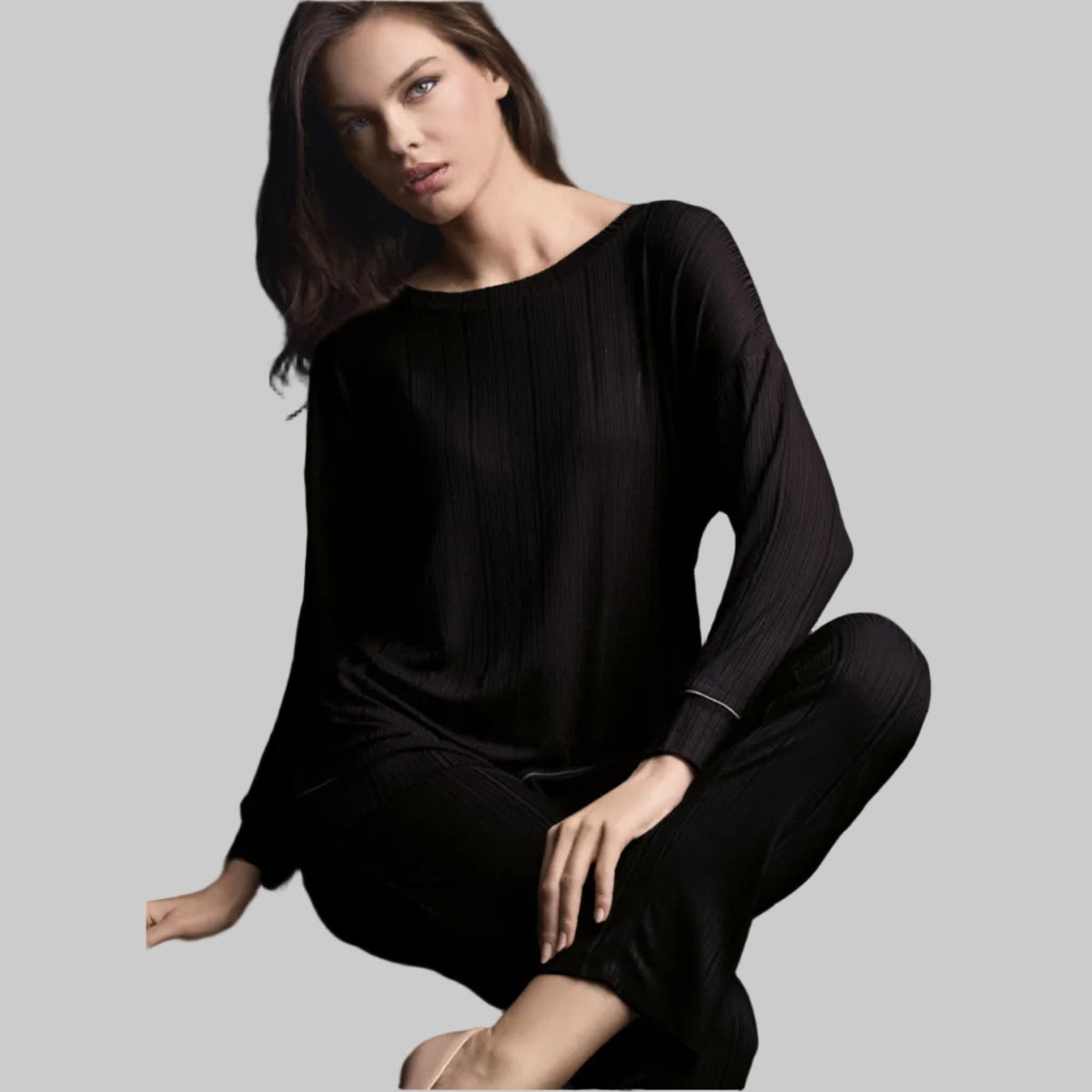 Pigiama Donna Lungo Slim in Viscosa Pesante Girocollo Lormar Art.654453 - Boutique dell'Intimo e del Neonato