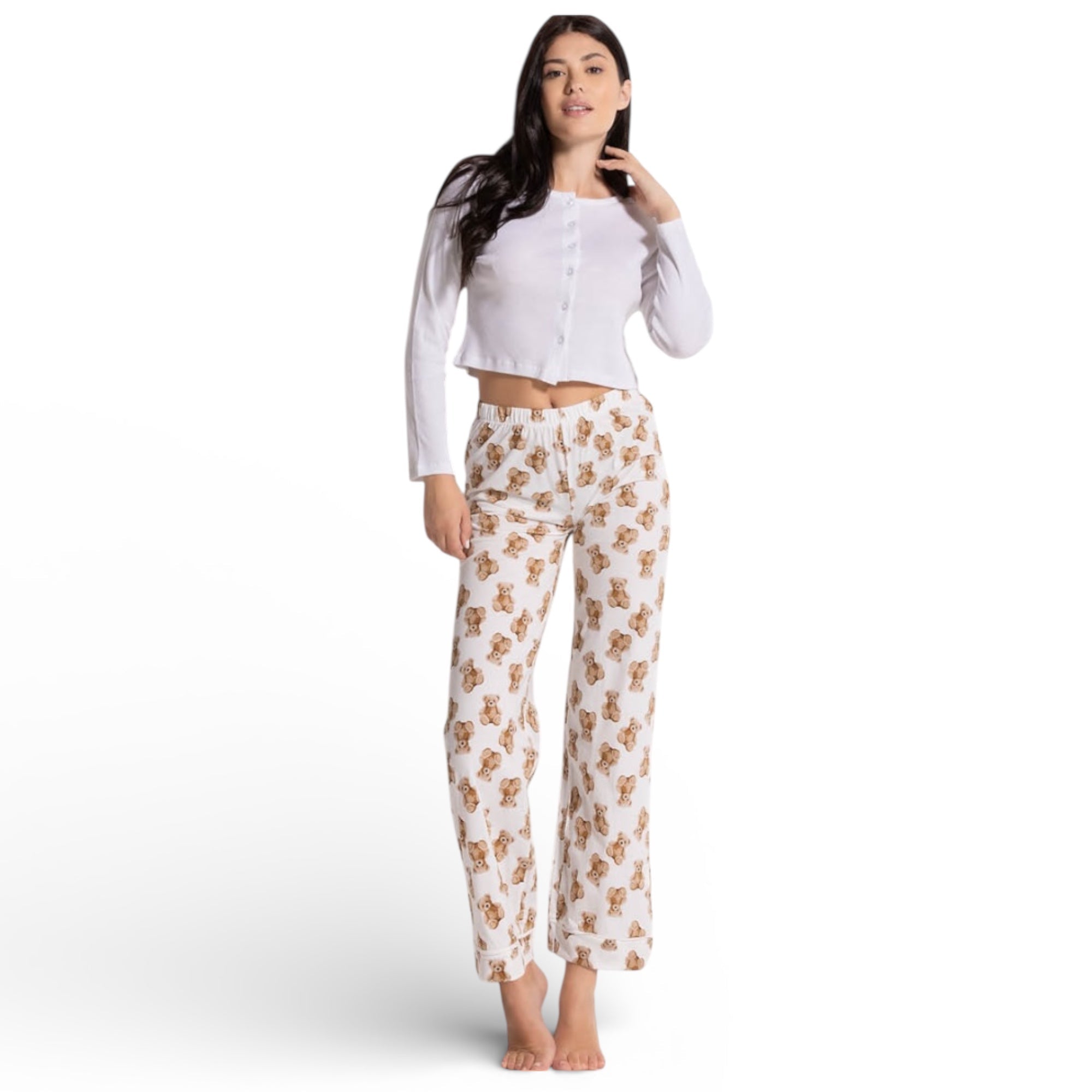 Pigiama Donna Top Crop Costina Aperto e Pantalone Palazzo Love and Bra Art.105299 - Boutique dell'Intimo e del Neonato