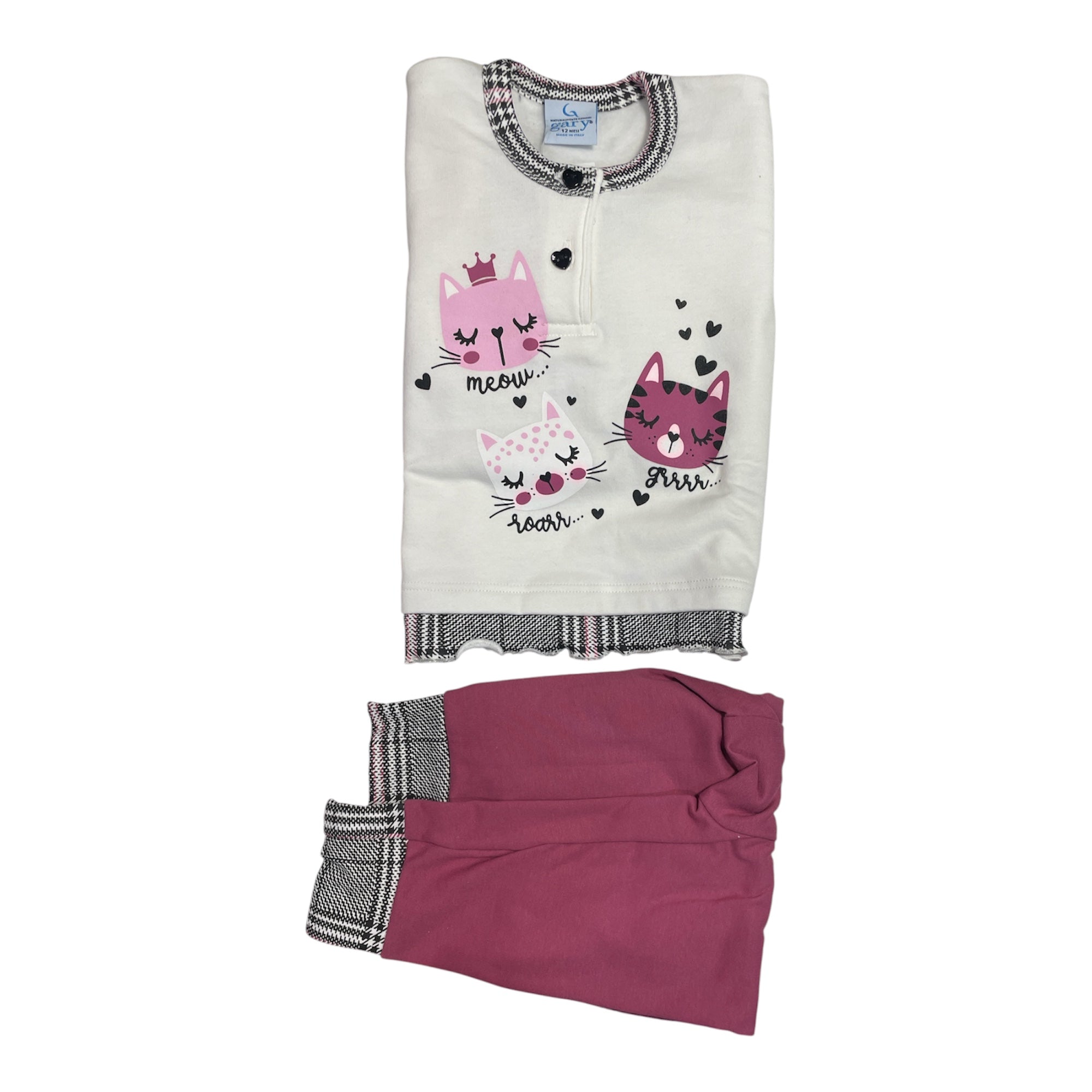 Pigiama Neonata Lungo in Cotone Felpato Serafino Gary Art. Q10024 - Boutique dell'Intimo e del Neonato