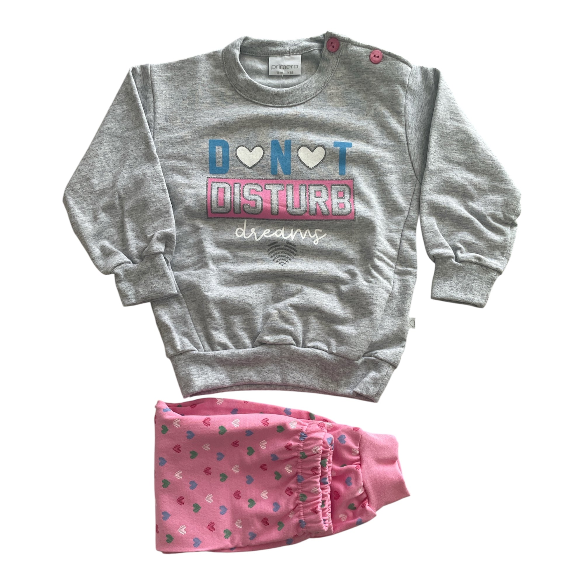 Pigiama Neonata Lungo in Cotone Felpato Spalla Aperta Primero Art.I14108 - Boutique dell'Intimo e del Neonato