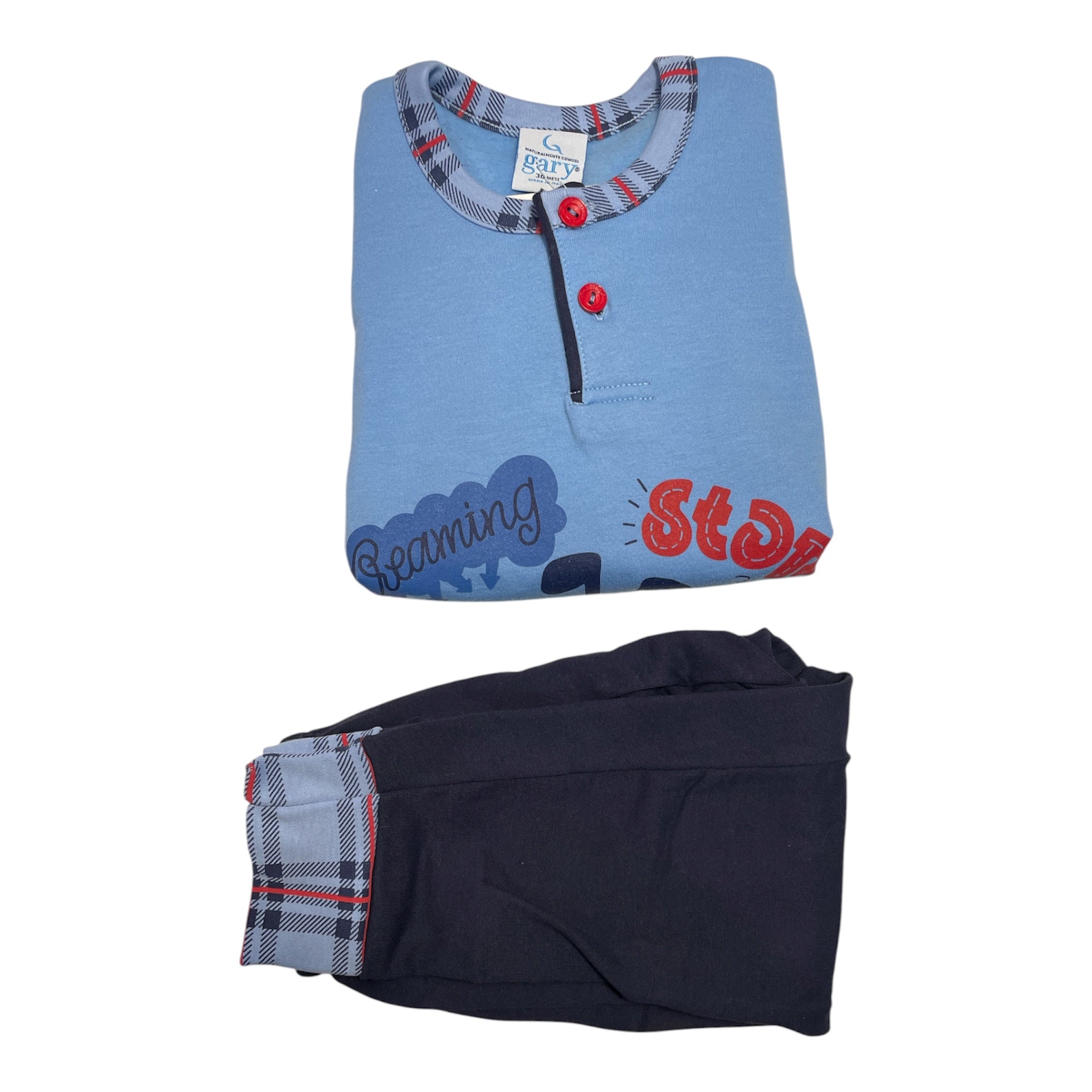 Pigiama Neonato Lungo in Cotone Felpato Serafino Gary Art.Q10034 - Boutique dell'Intimo e del Neonato