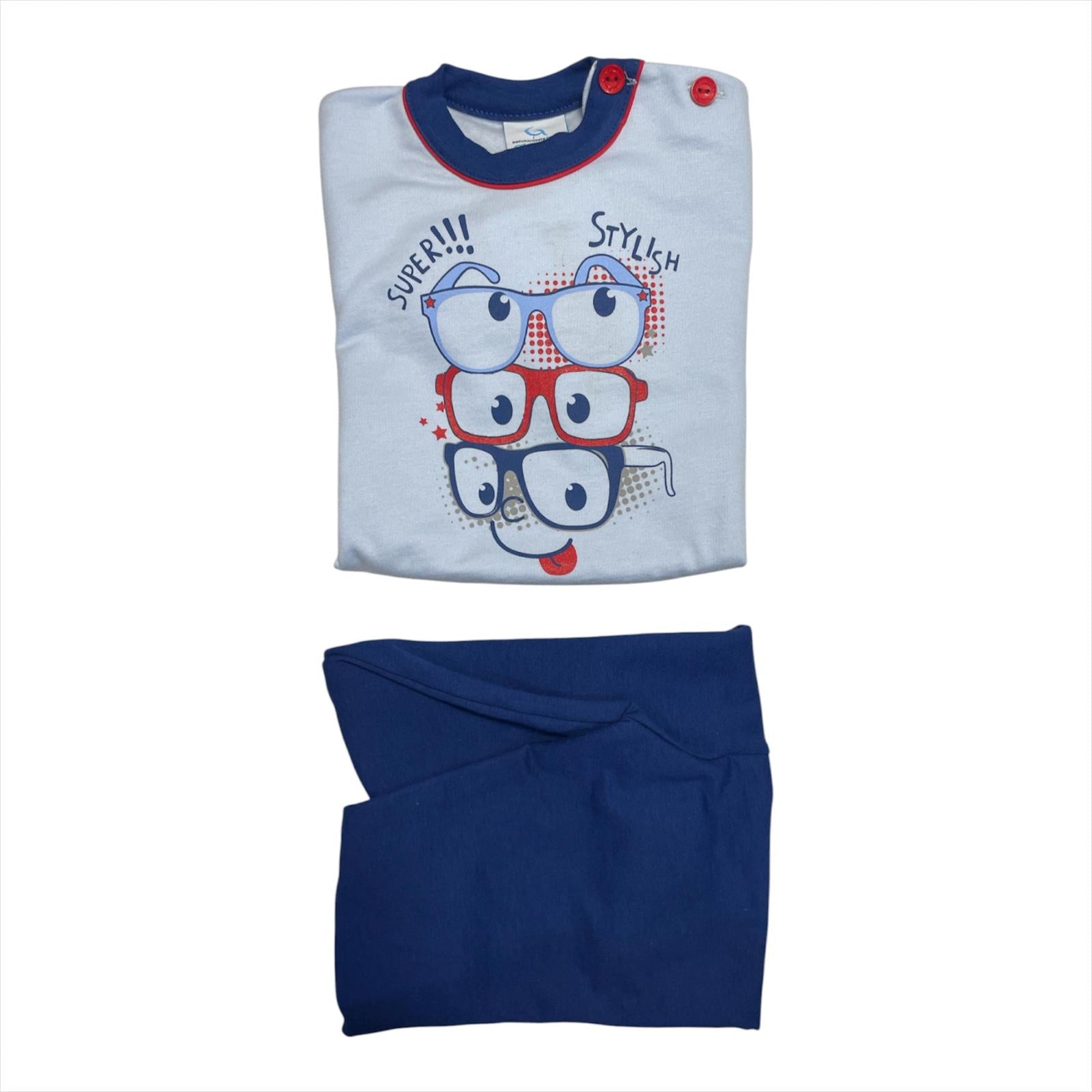 Pigiama Neonato Lungo in Cotone Felpato Spalla Aperta Gary Art.N10034 - Boutique dell'Intimo e del Neonato