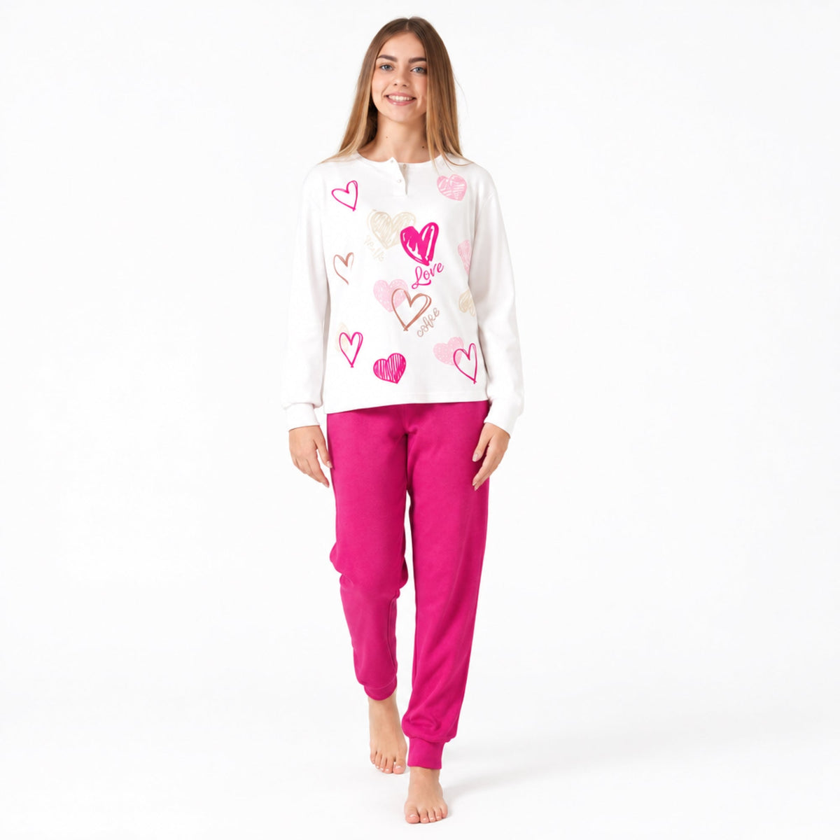Pigiama Ragazza Lungo in Caldo Cotone Serafino e Polsini Il Granchio Art.GP7143 - Boutique dell'Intimo e del Neonato