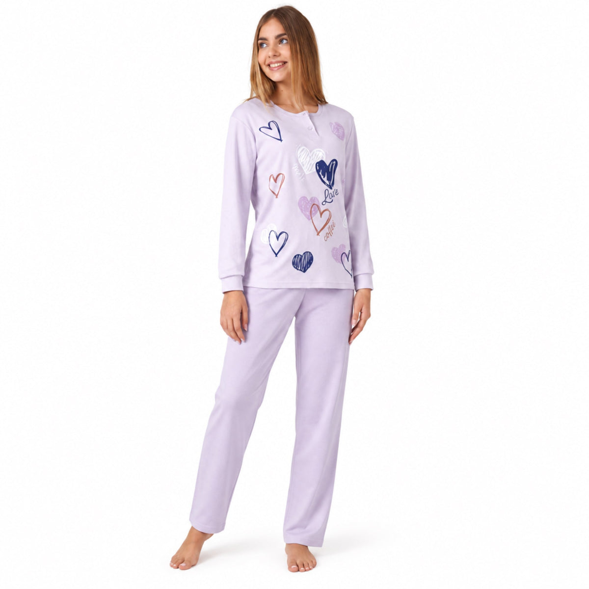 Pigiama Ragazza Lungo in Caldo Cotone Serafino e Polsini Il Granchio Art.GP7143 - Boutique dell'Intimo e del Neonato