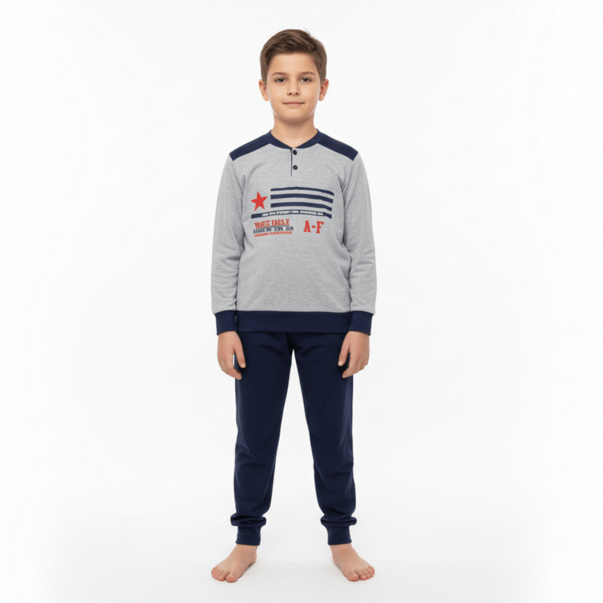 Pigiama Ragazzo Lungo in Cotone Interlock Serafino Maele Art.AI2365 - Boutique dell'Intimo e del Neonato
