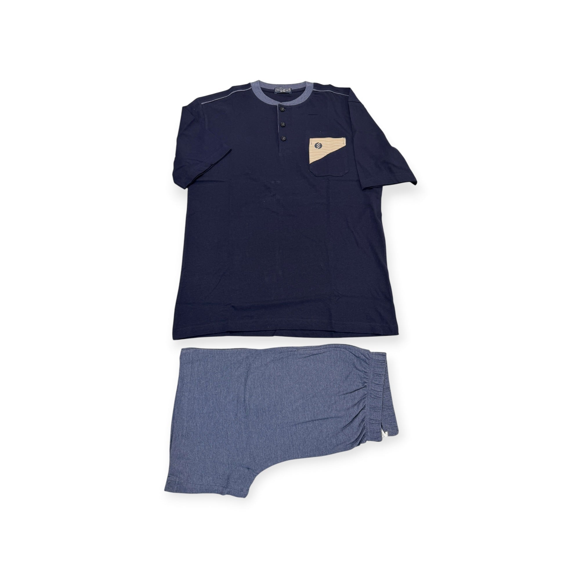 Pigiama Uomo Corto in Cotone Jersey Serafino Nottingham Art.PG50200 - AS2 - Boutique dell'Intimo e del Neonato