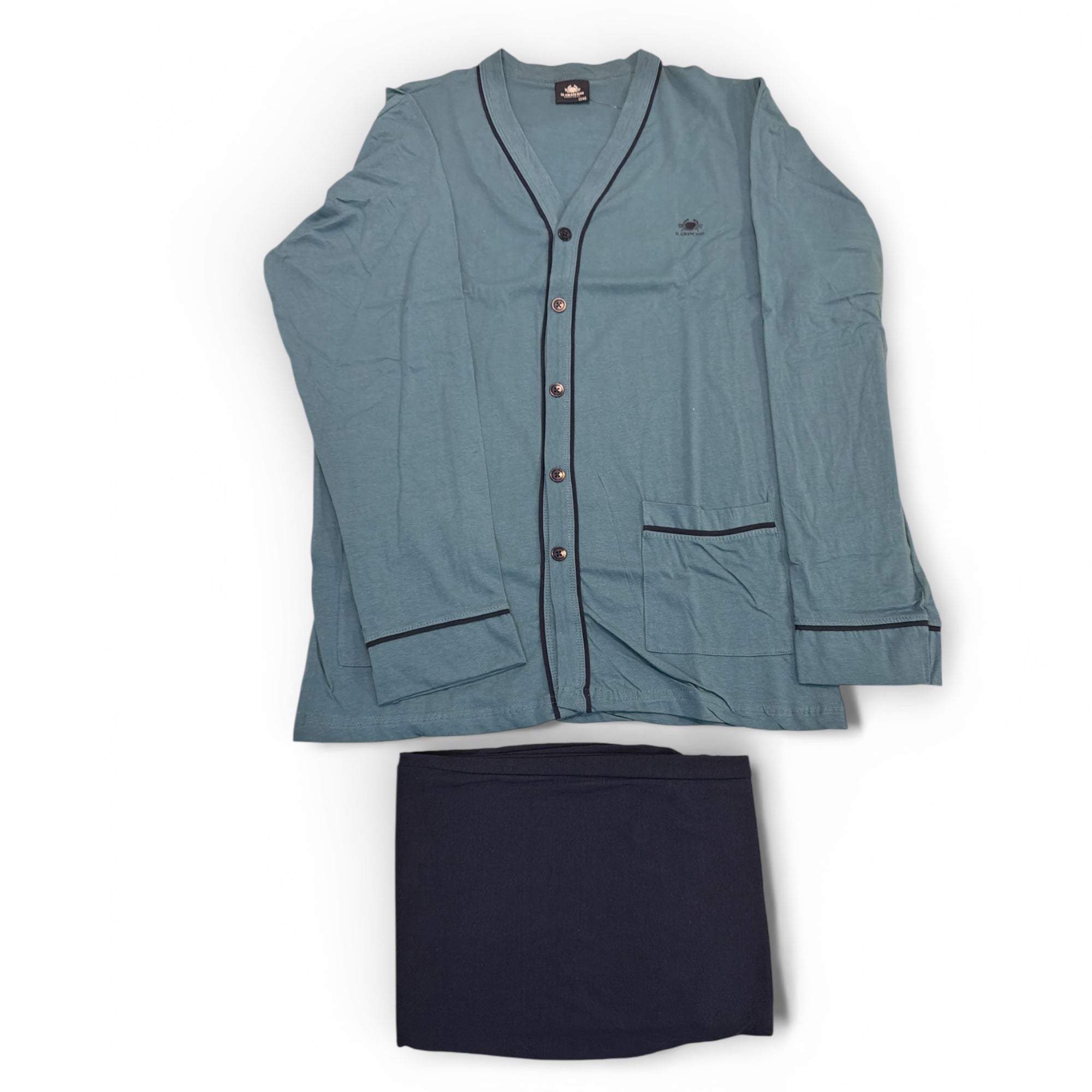 Pigiama Uomo Lungo Aperto Davanti in Cotone Jersey Il Granchio Art.GP1150|A - Boutique dell'Intimo e del Neonato