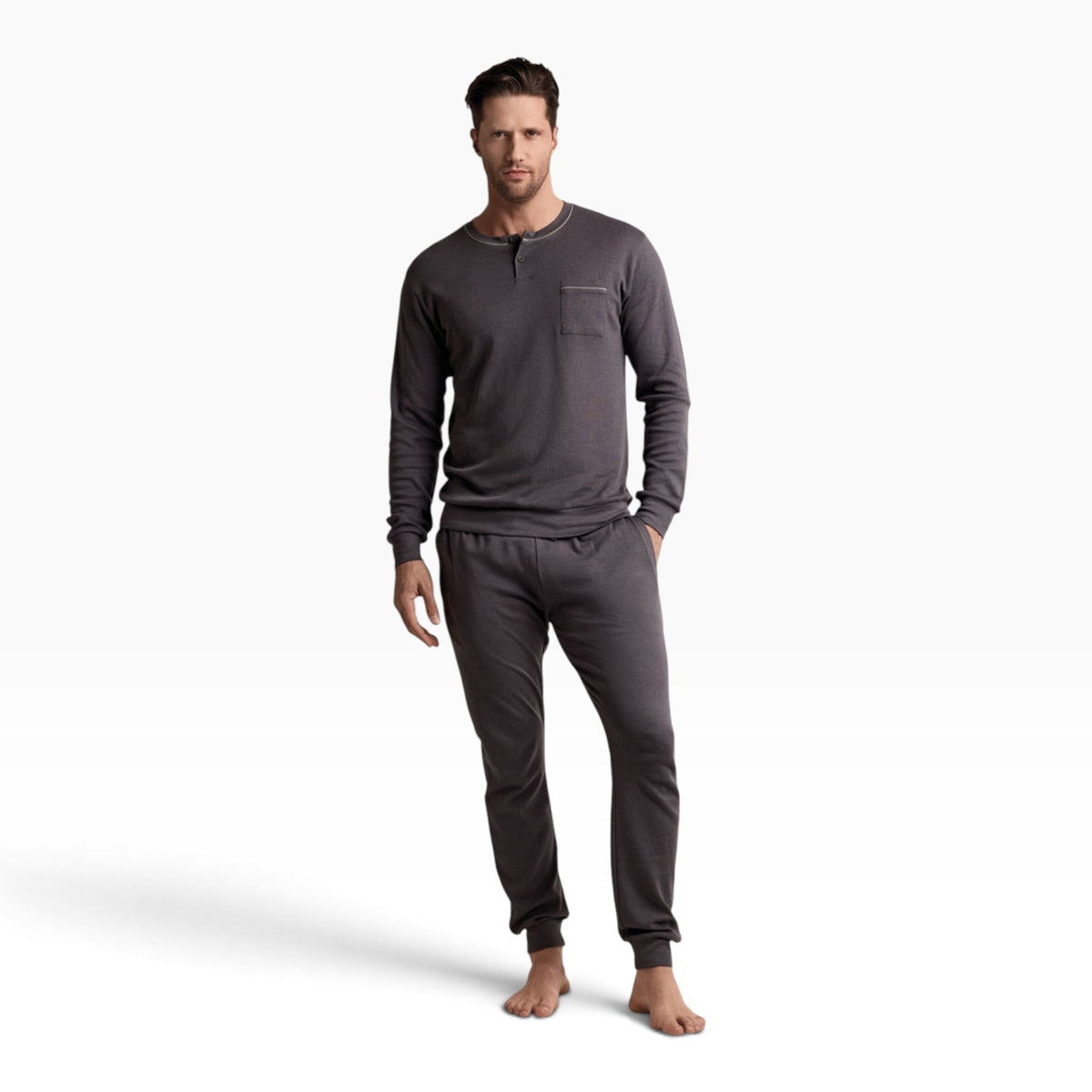 Pigiama Uomo Lungo in Caldo Cotone Serafino e Polsini Infiore Art.HADLEY 75.4708 - Boutique dell'Intimo e del Neonato