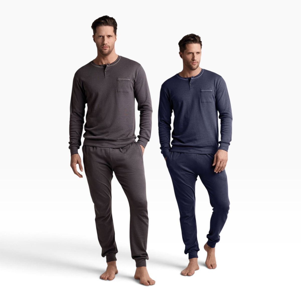Pigiama Uomo Lungo in Caldo Cotone Serafino e Polsini Infiore Art.HADLEY 75.4708 - Boutique dell'Intimo e del Neonato