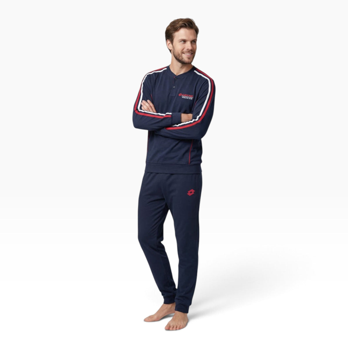 Pigiama Uomo Lungo in Caldo Cotone Serafino e Polsini Lotto Art.LP2142 - Boutique dell'Intimo e del Neonato