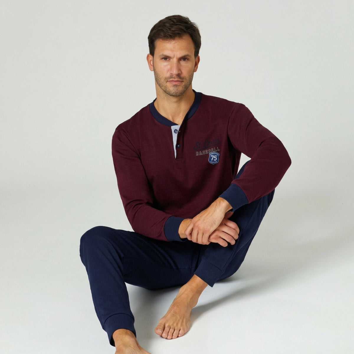 Pigiama Uomo Lungo in Caldo Cotone Serafino Il Granchio Art.GP2120 - Boutique dell'Intimo e del Neonato