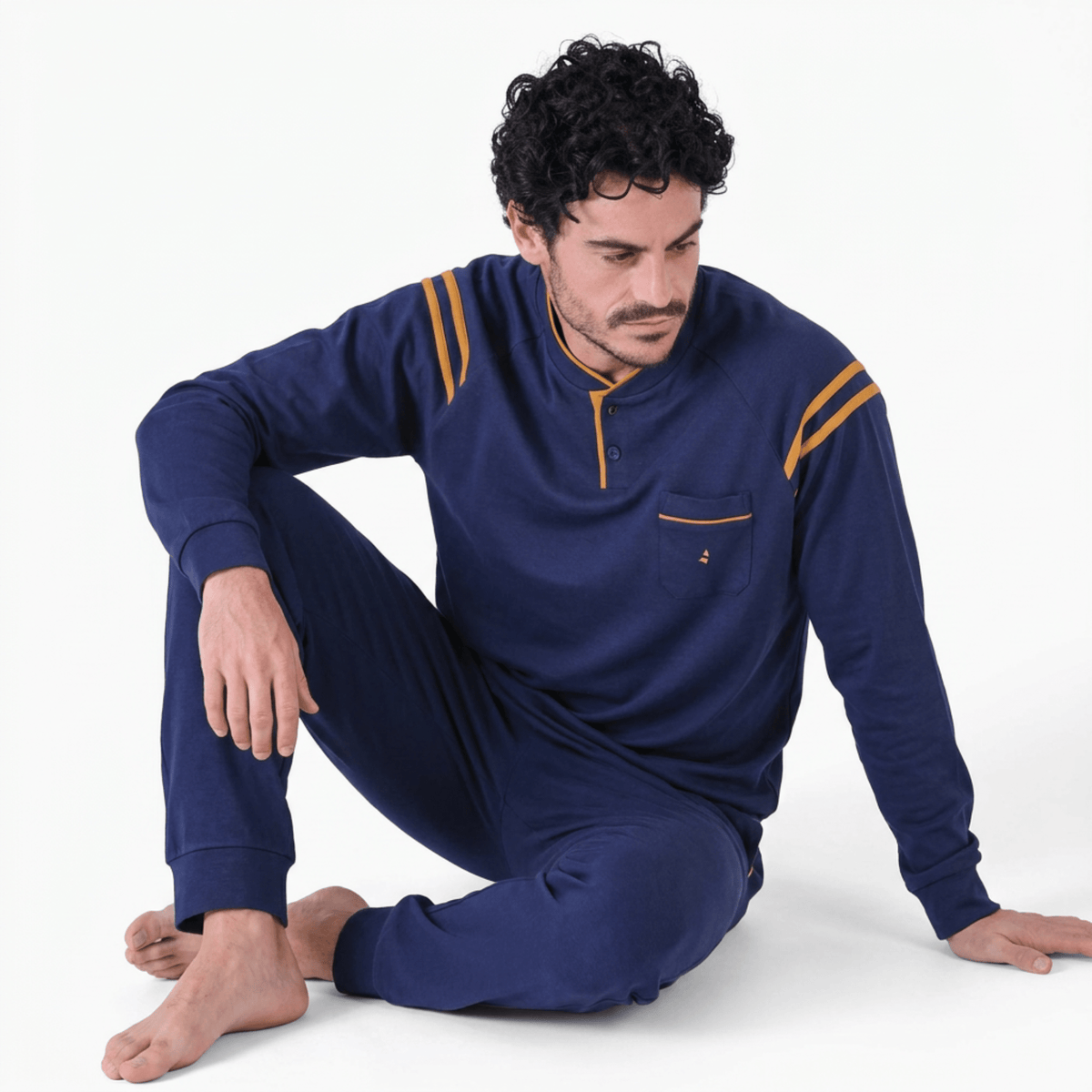 Pigiama Uomo Lungo in Caldo Cotone Serafino Navigare Art.142024 - Boutique dell'Intimo e del Neonato