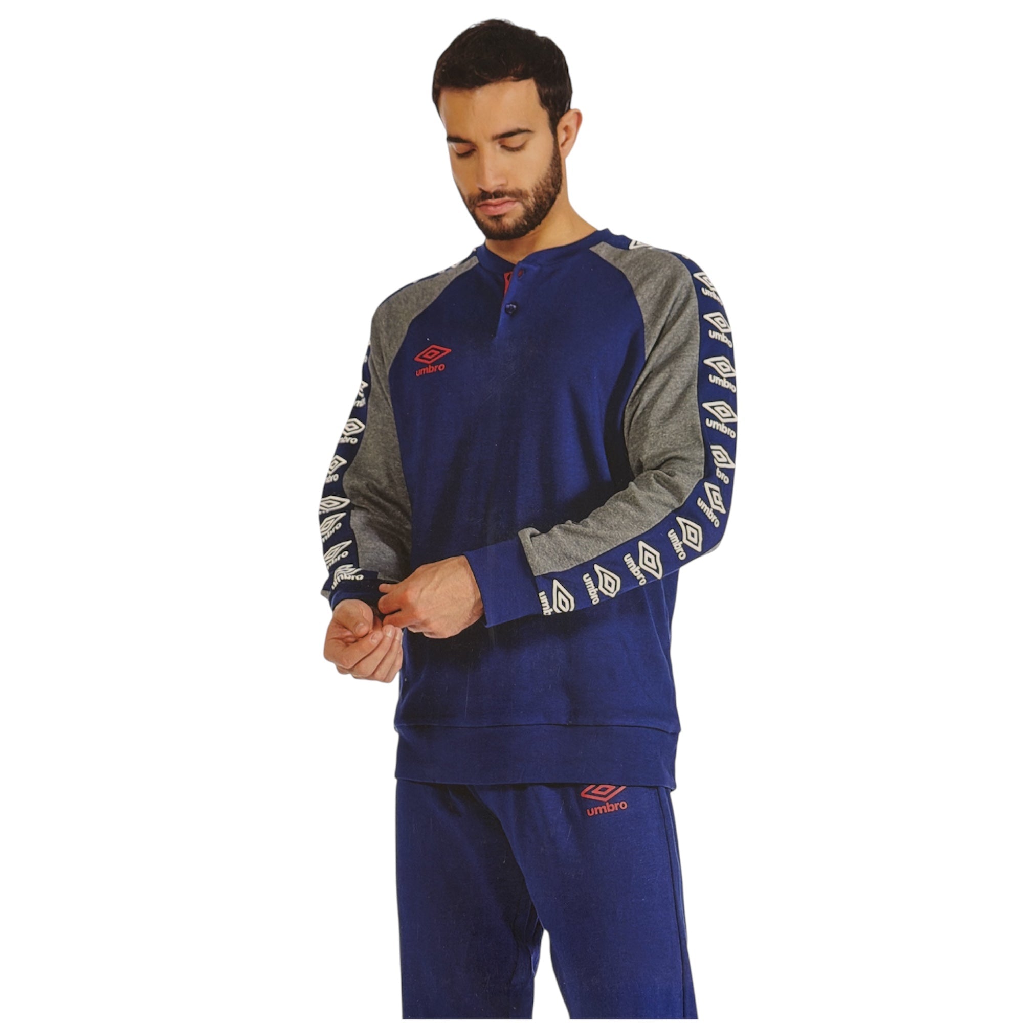 Pigiama Uomo Lungo in Caldo Cotone Serafino Umbro Art.UPJ10492S - Boutique dell'Intimo e del Neonato