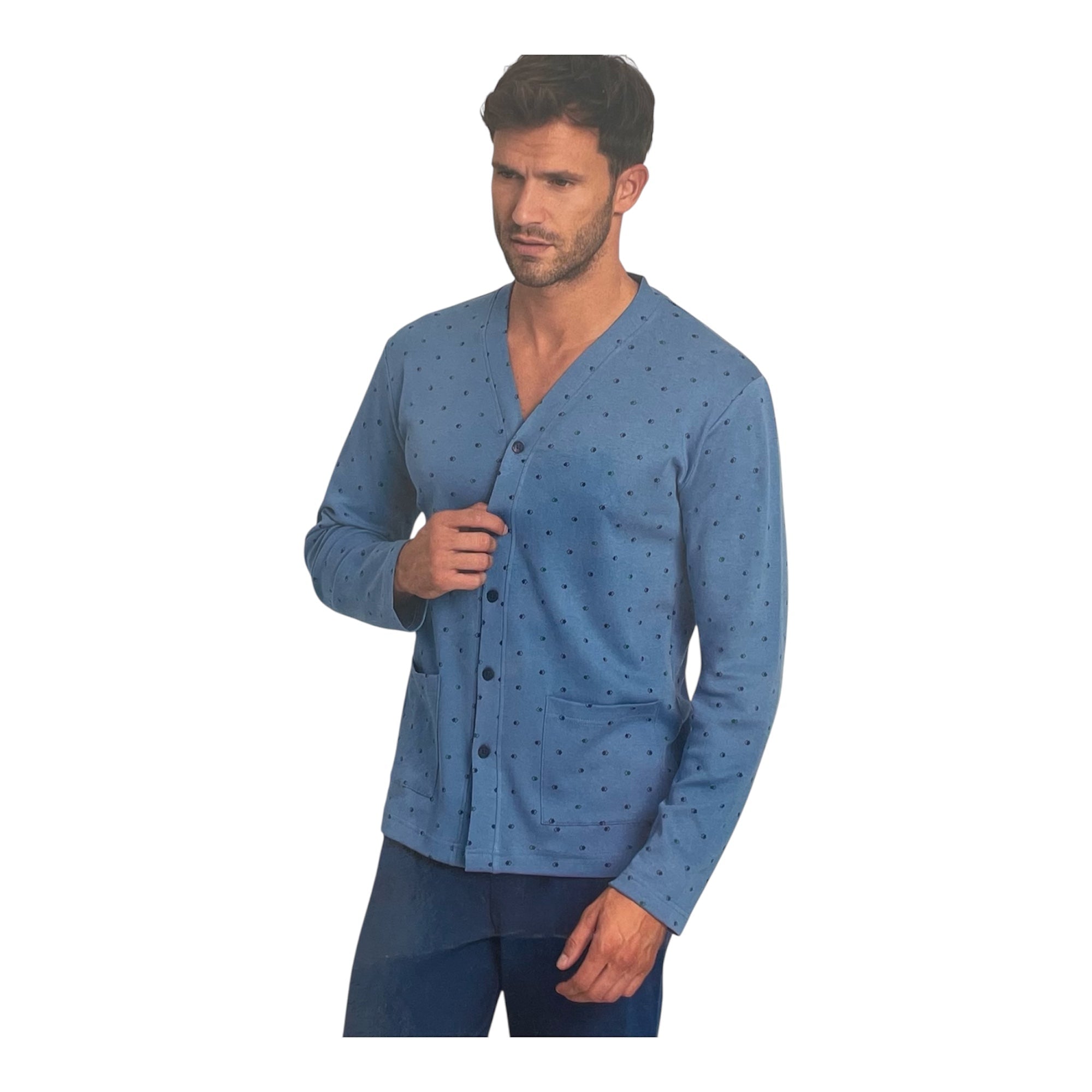 Pigiama Uomo Lungo in Cotone Interlock Aperto Davanti Il Granchio Art.2073 - Boutique dell'Intimo e del Neonato