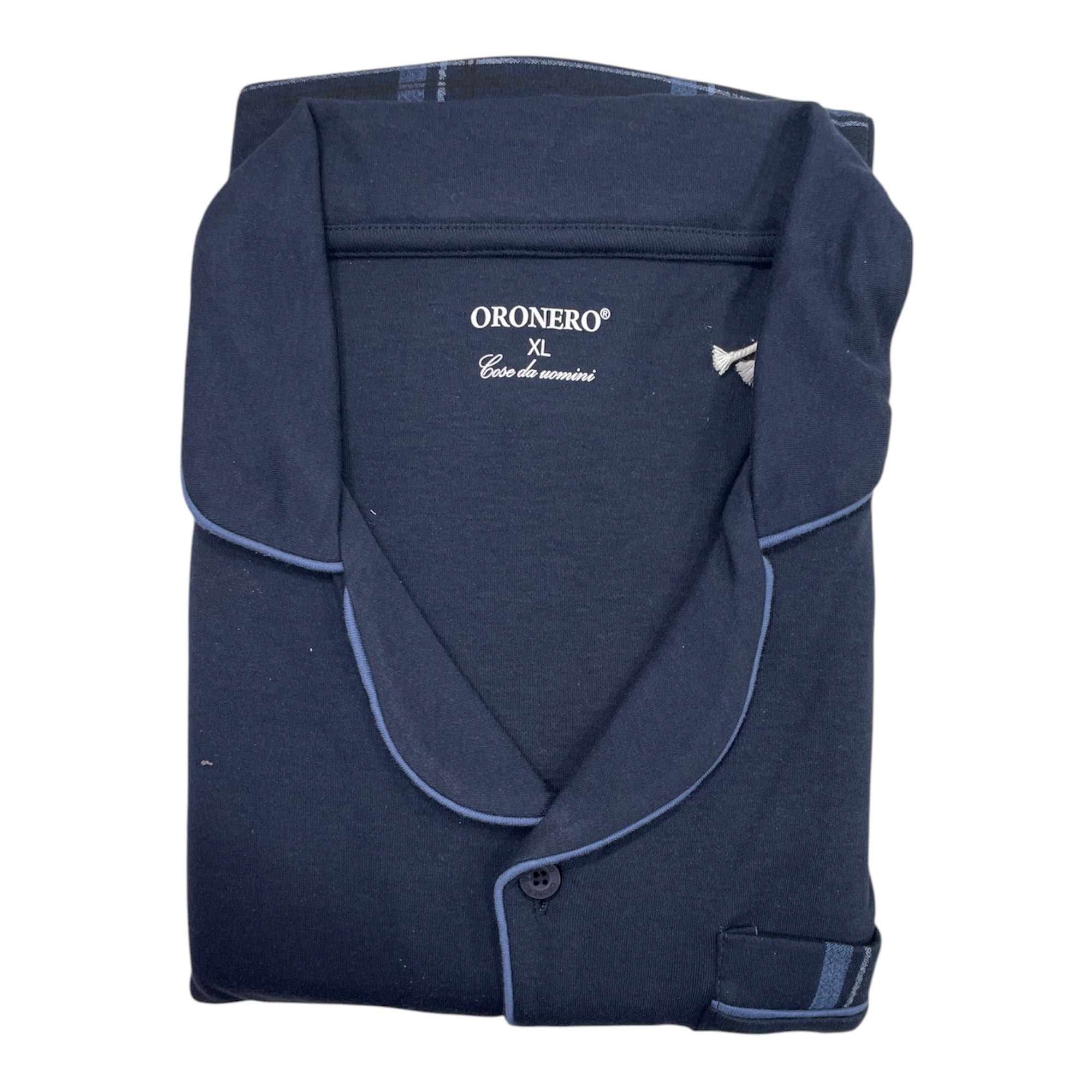 Pigiama Uomo Lungo in Cotone Interlock Aperto Davanti Oronero Art.OU499 - Boutique dell'Intimo e del Neonato