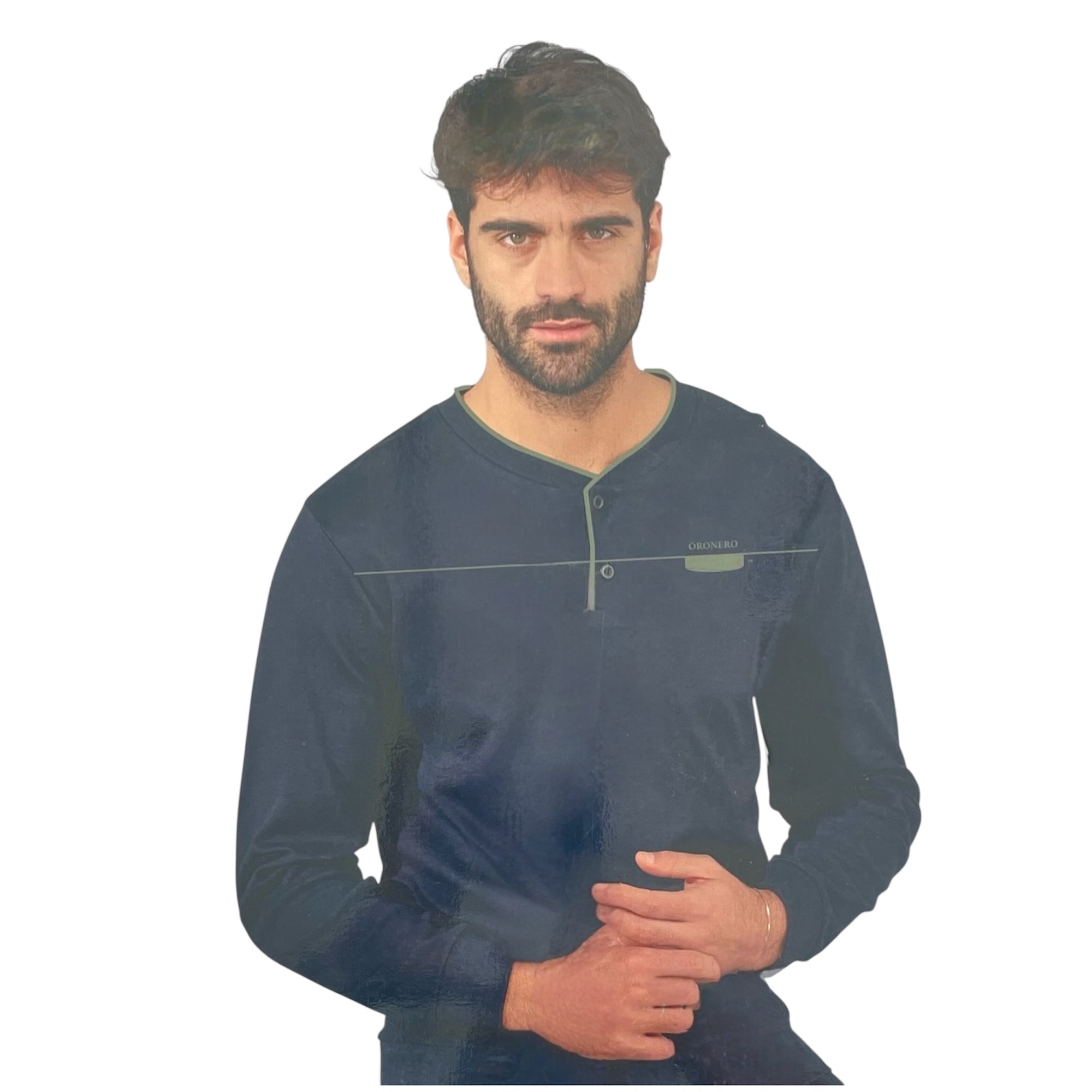 Pigiama Uomo Lungo in Cotone Interlock Serafino Oronero Art.OU182 - Boutique dell'Intimo e del Neonato