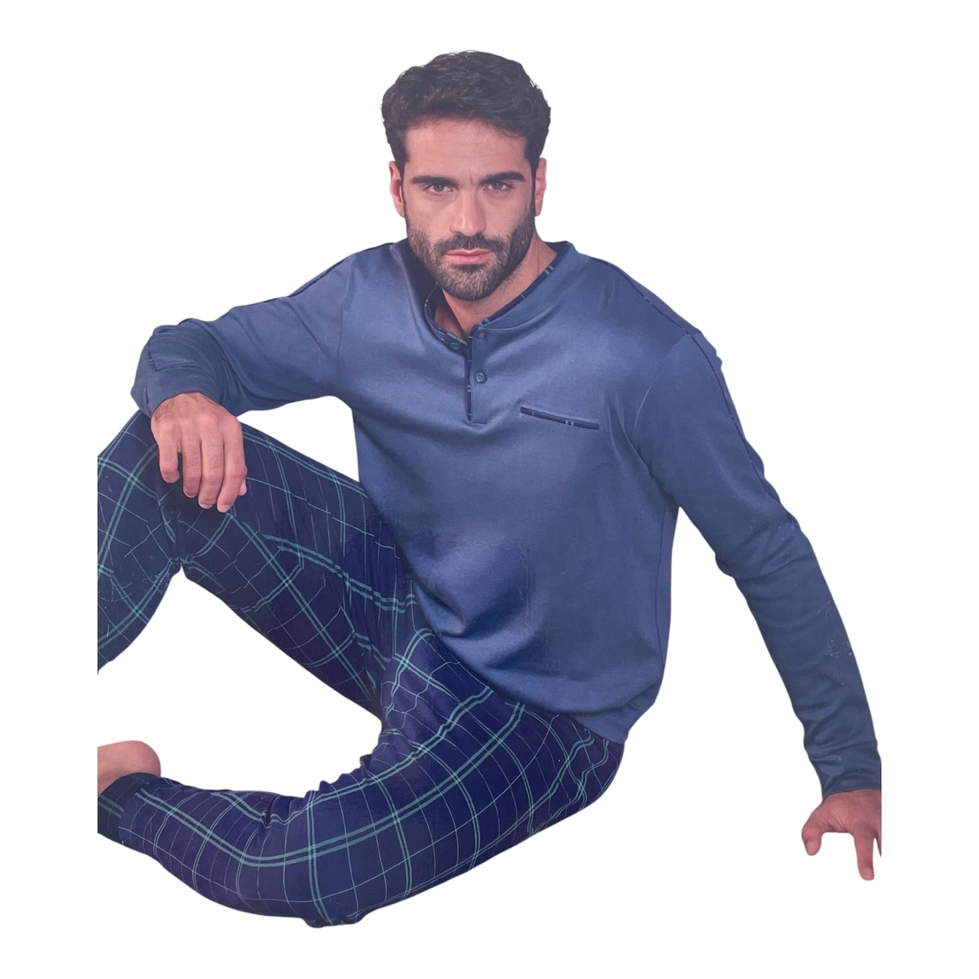 Pigiama Uomo Lungo in Cotone Interlock Serafino Oronero Art.OU492 - Boutique dell'Intimo e del Neonato