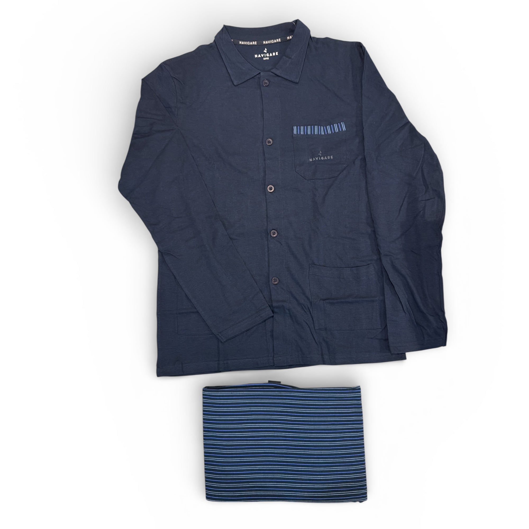 Pigiama Uomo Lungo in Cotone Jersey Aperto Davanti Navigare Art.141981 - Boutique dell'Intimo e del Neonato