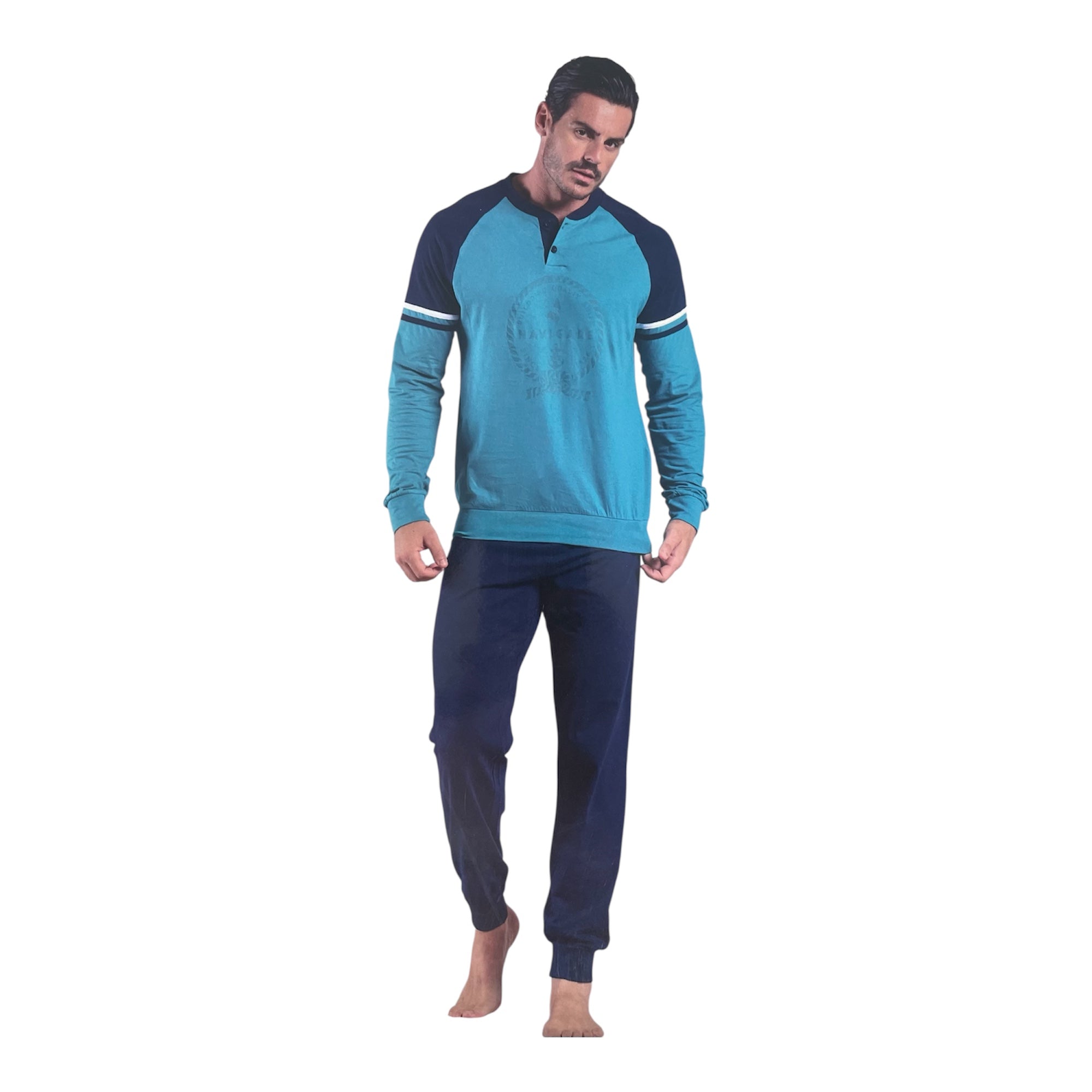 Pigiama Uomo Lungo in Cotone Jersey Navigare Art.141812 - Boutique dell'Intimo e del Neonato