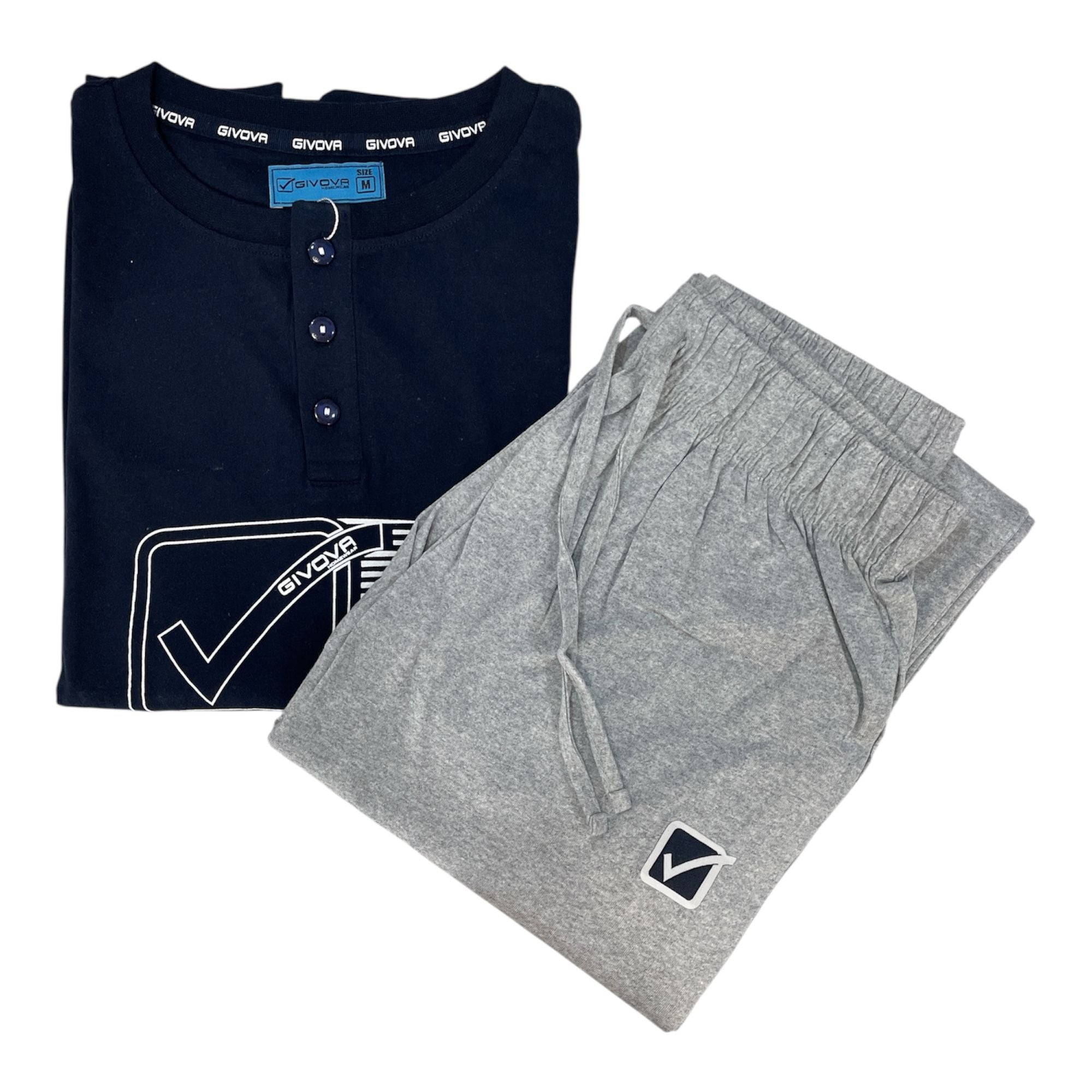 Pigiama Uomo Lungo in Cotone Jersey Serafino e Polsini Givova Art.G627J - Boutique dell'Intimo e del Neonato