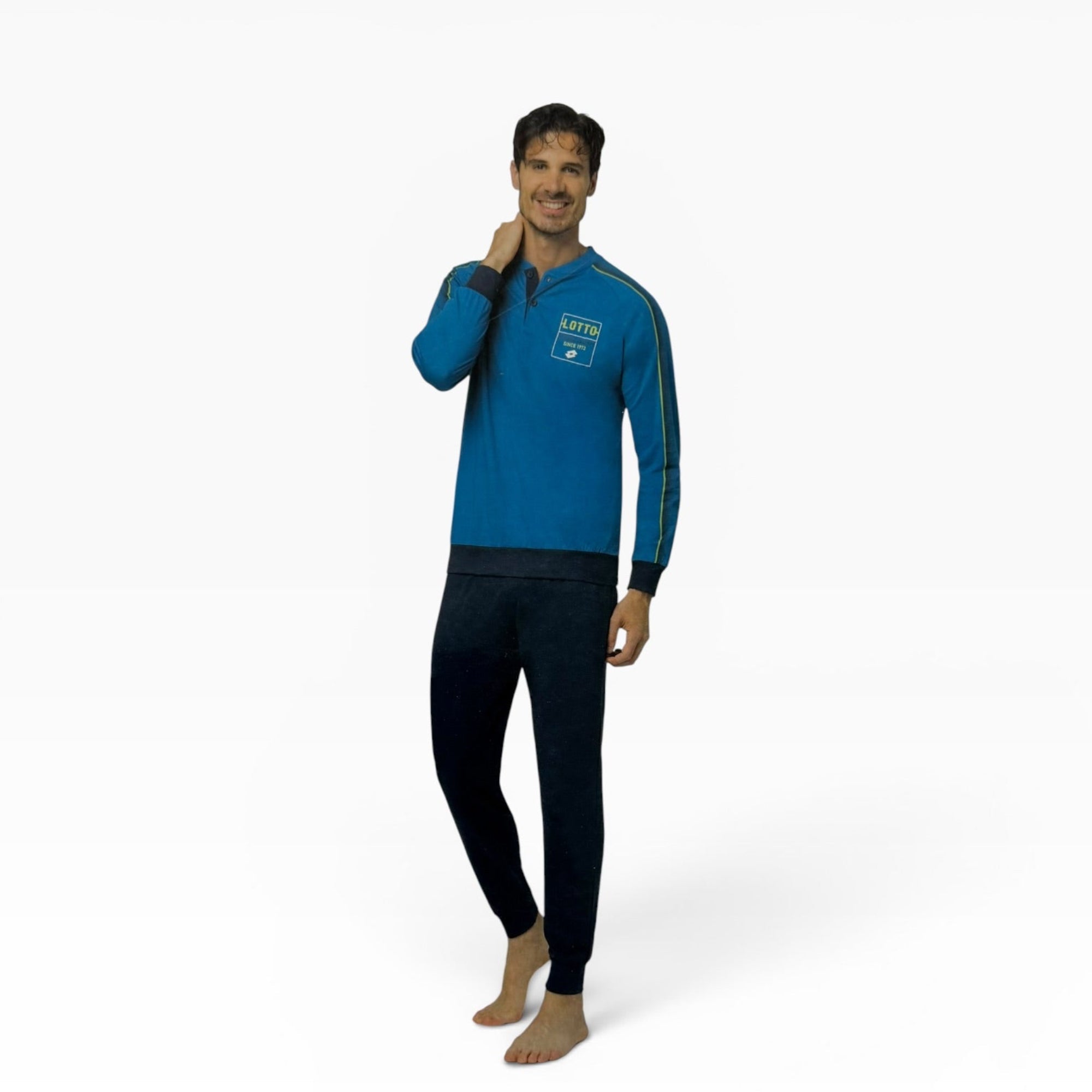 Pigiama Uomo Lungo in Cotone Jersey Serafino Lotto Art.LP1221 - Boutique dell'Intimo e del Neonato