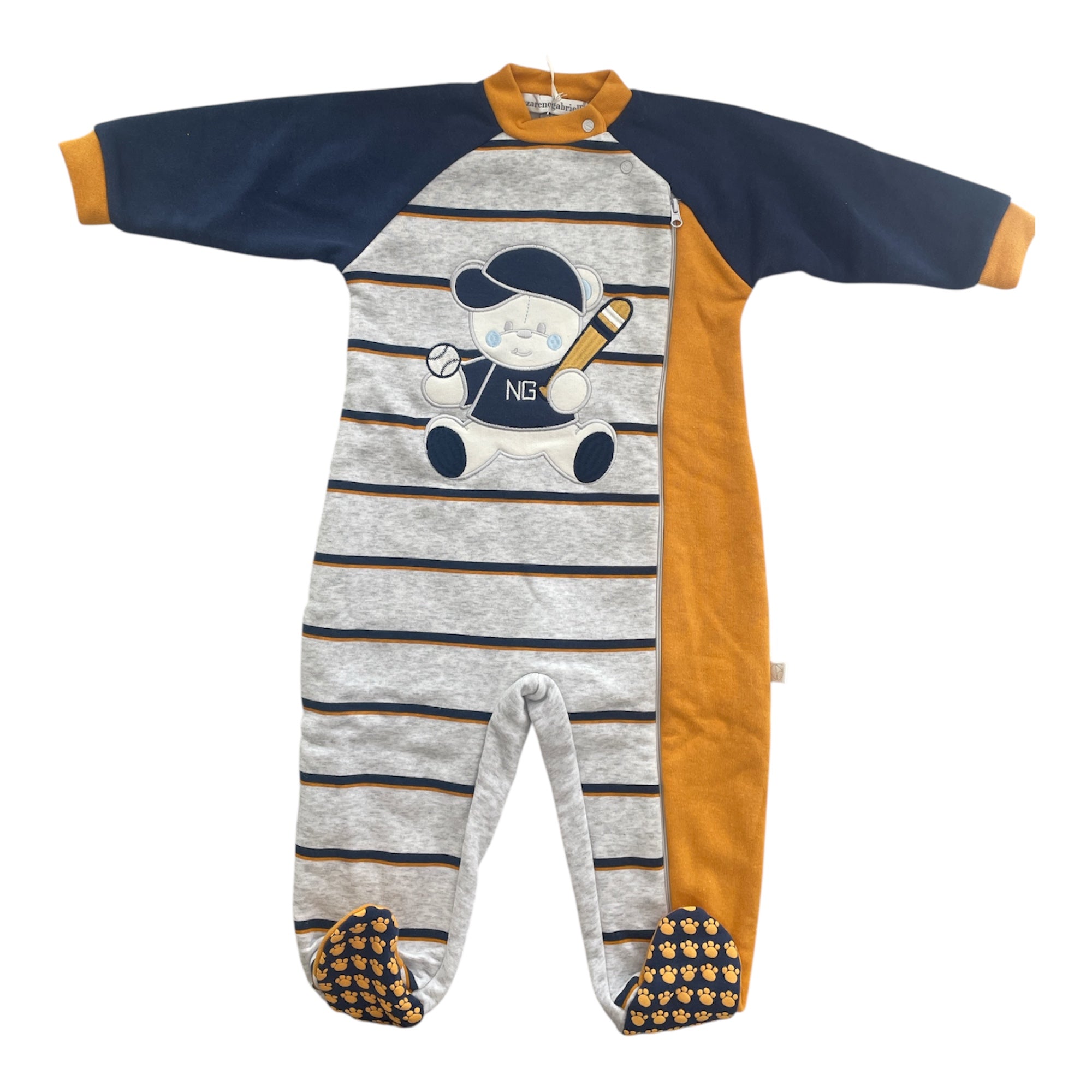 Pigiamone Neonato Felpato Spalla Aperta e Zip Nazareno Gabrielli Art.NG - 2260 - Boutique dell'Intimo e del Neonato