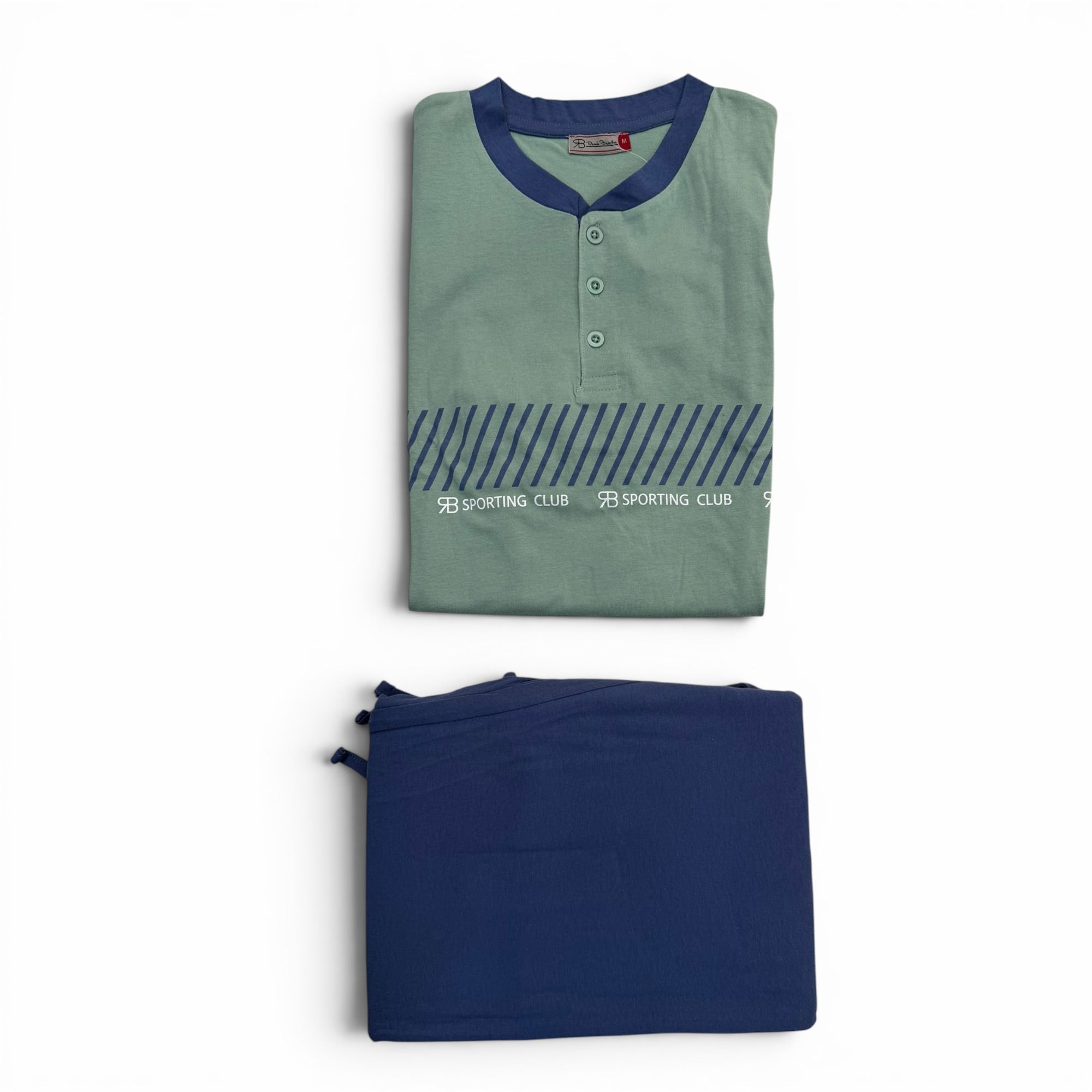 Tre Pezzi Pigiama Uomo Jersey Mezza Manica Serafino+Pantalone Lungo+Corto Renato Balestra Art.BJ38T - Boutique dell'Intimo e del Neonato